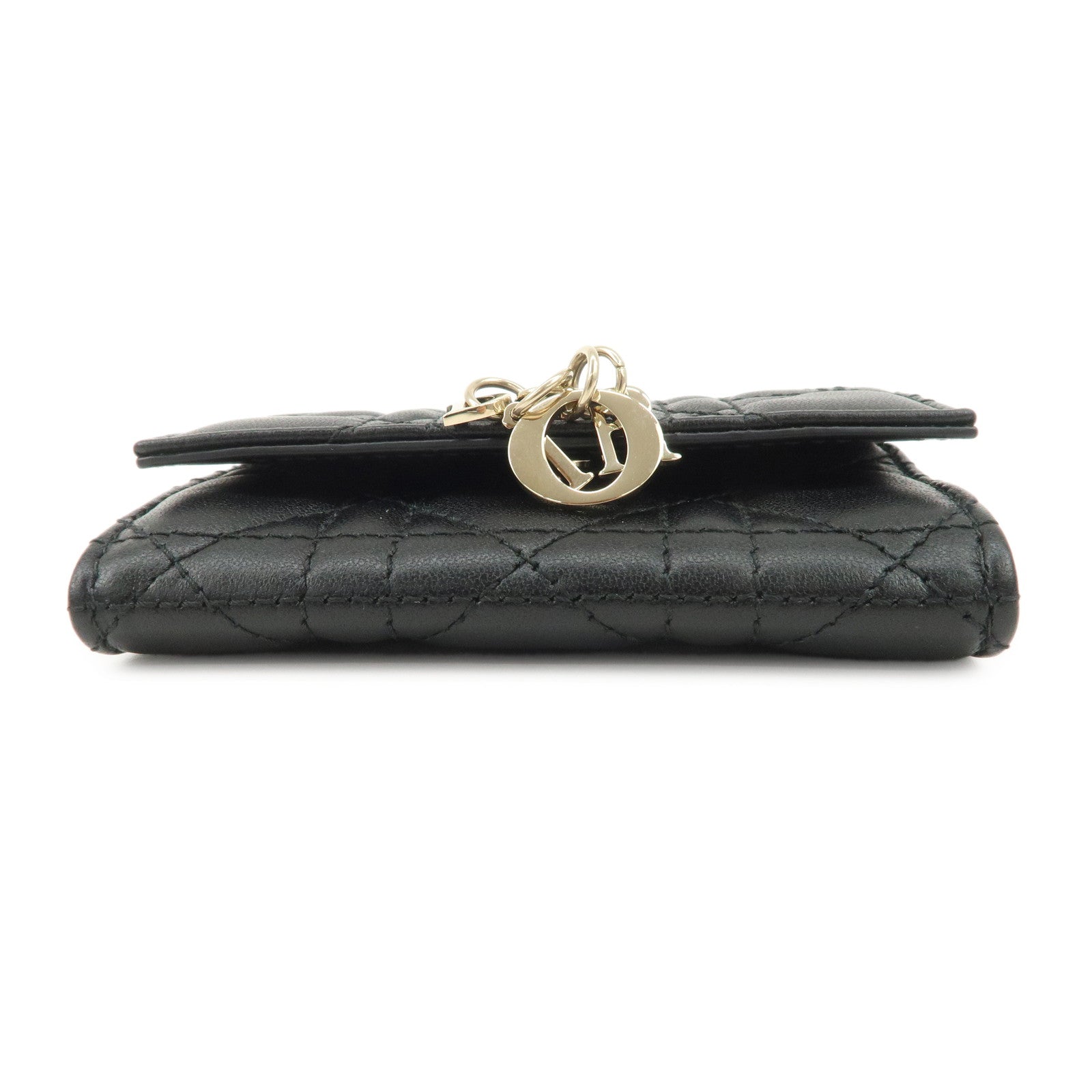 Christian Dior Cannage Leather Compact Wallet Black