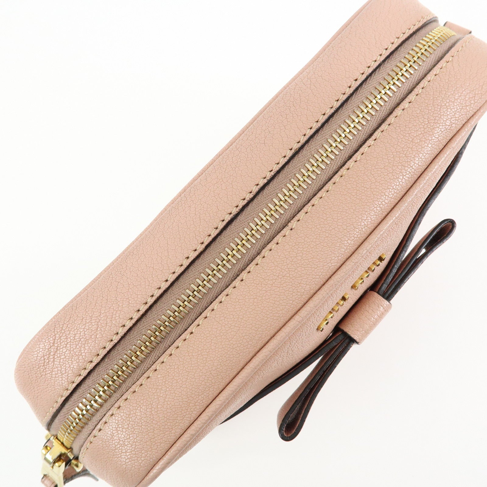MIU MIU Leather Ribbon Shoulder Bag Crossbody Pink