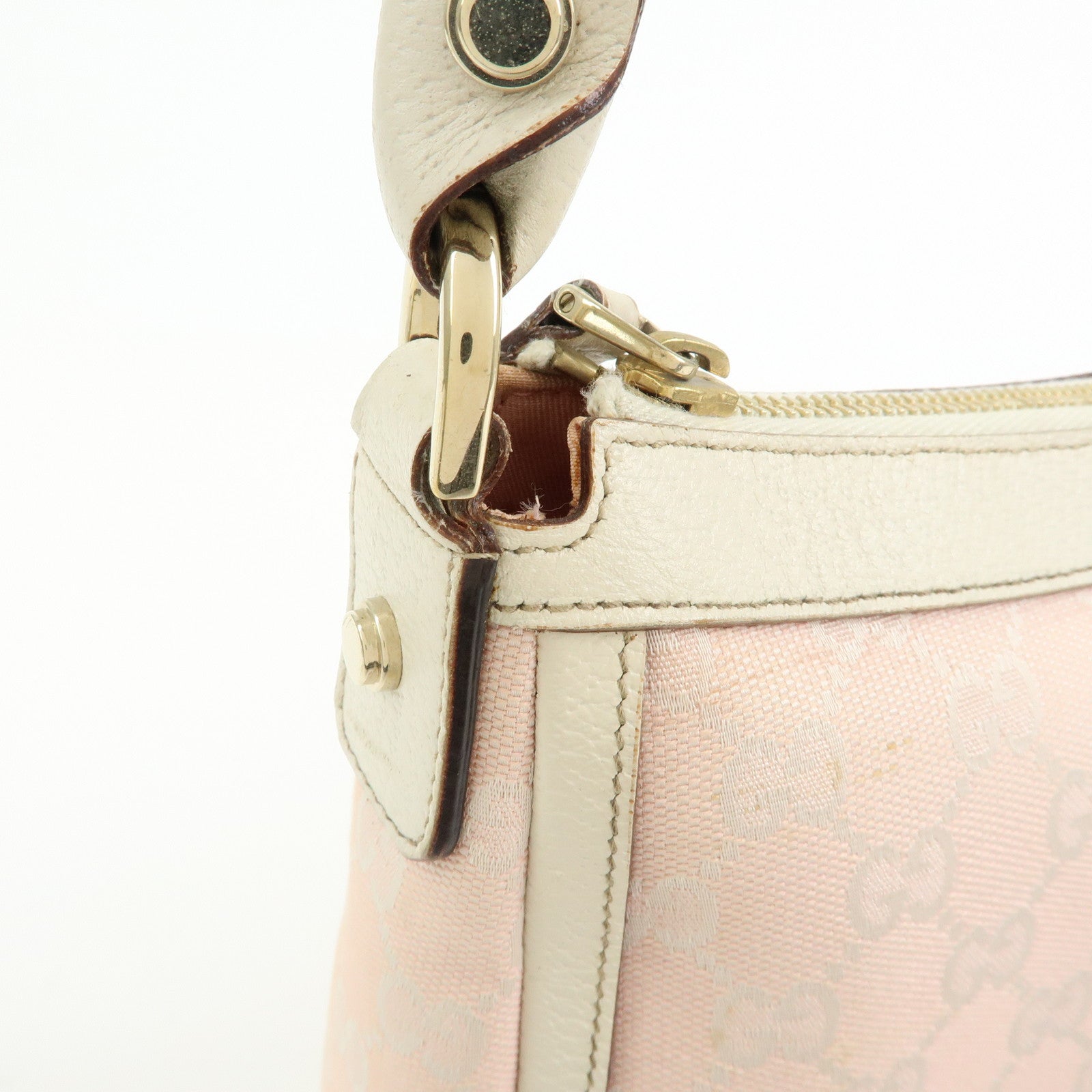 GUCCI GG Canvas Shoulder Bag Hand Bag Pink White 146244