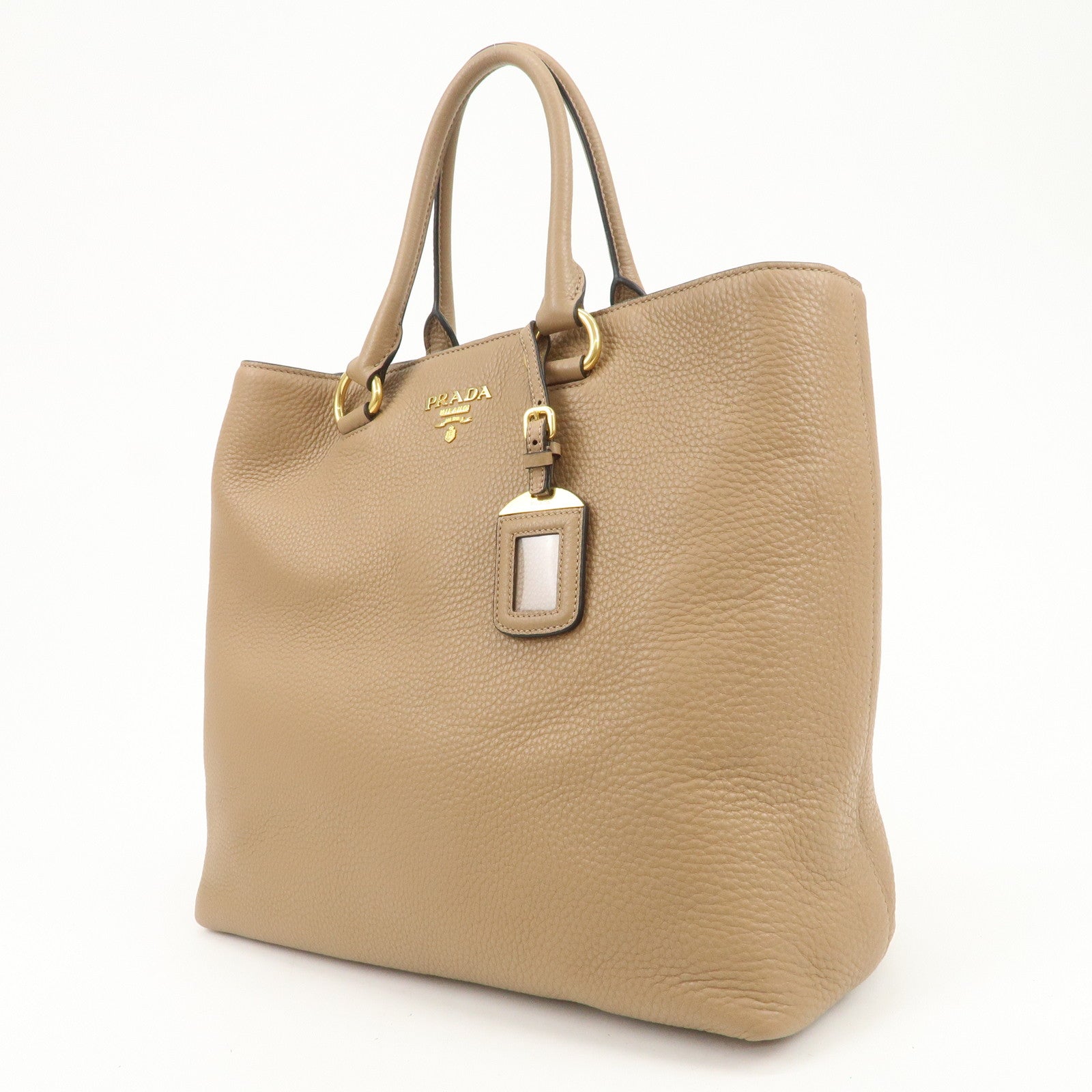 PRADA Logo Leather 2Way Bag Tote Bag Shoulder Bag Brown 1BG865