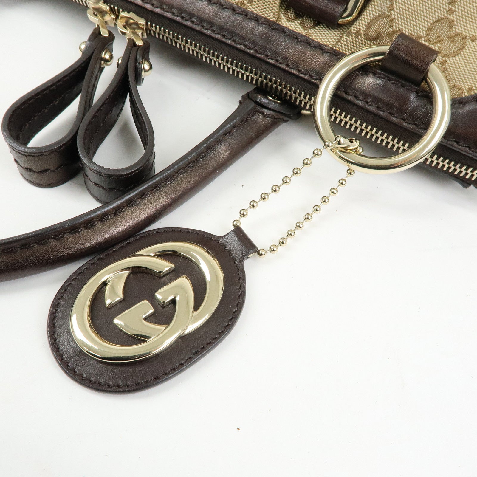 GUCCI Sukey Interlocking G GG Canvas Leather 2Way Bag Brown 247902