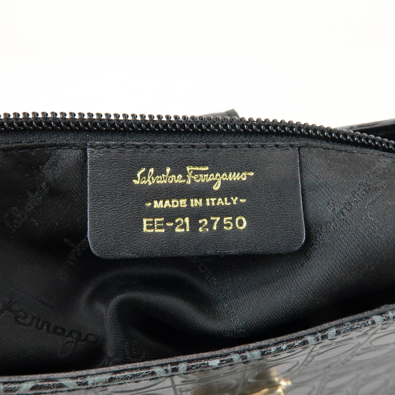 Ferragamo Gancini Leather Shoulder Bag Hand Bag Black