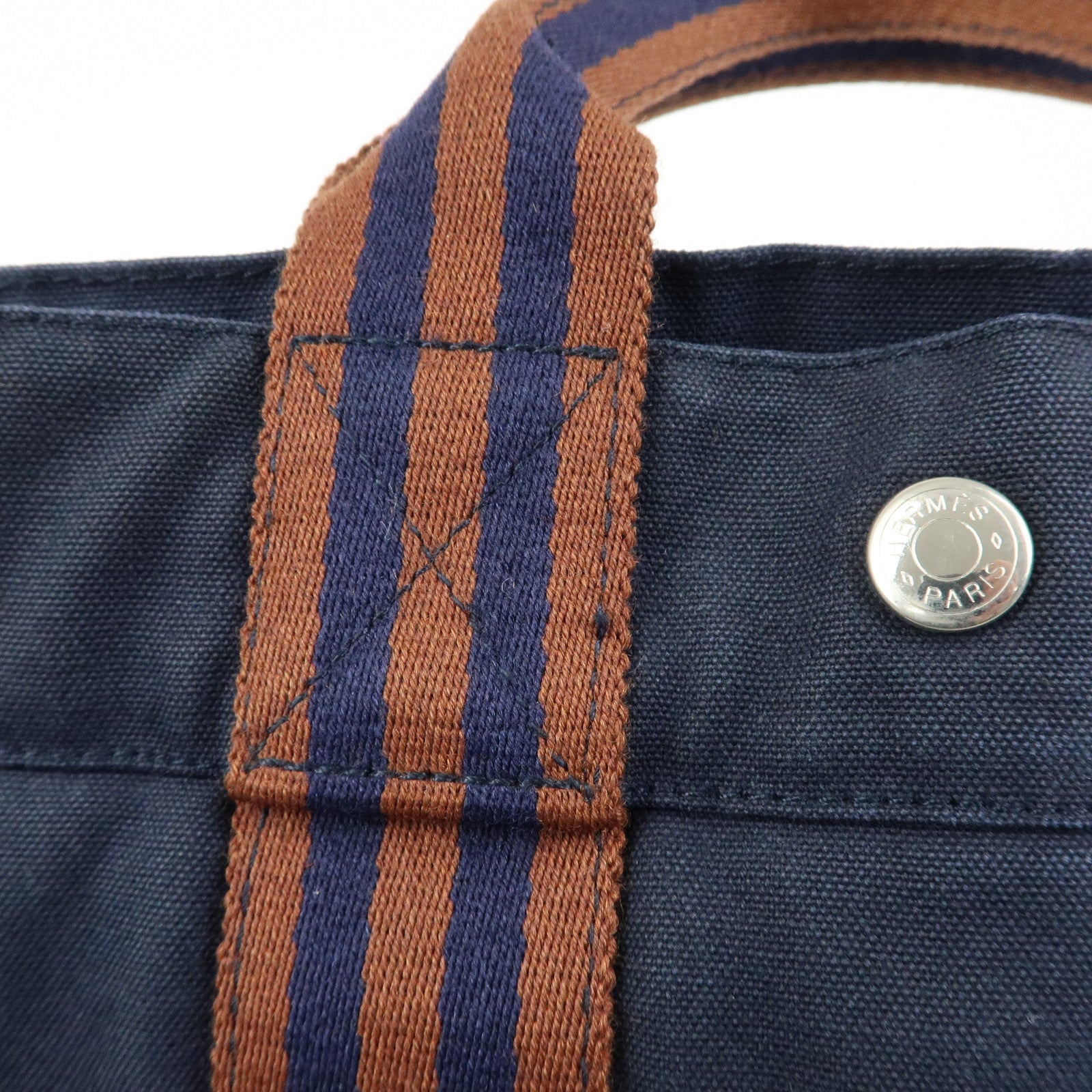 HERMES Fourre Tout Canvas PM Tote Bag Hand Bag Navy
