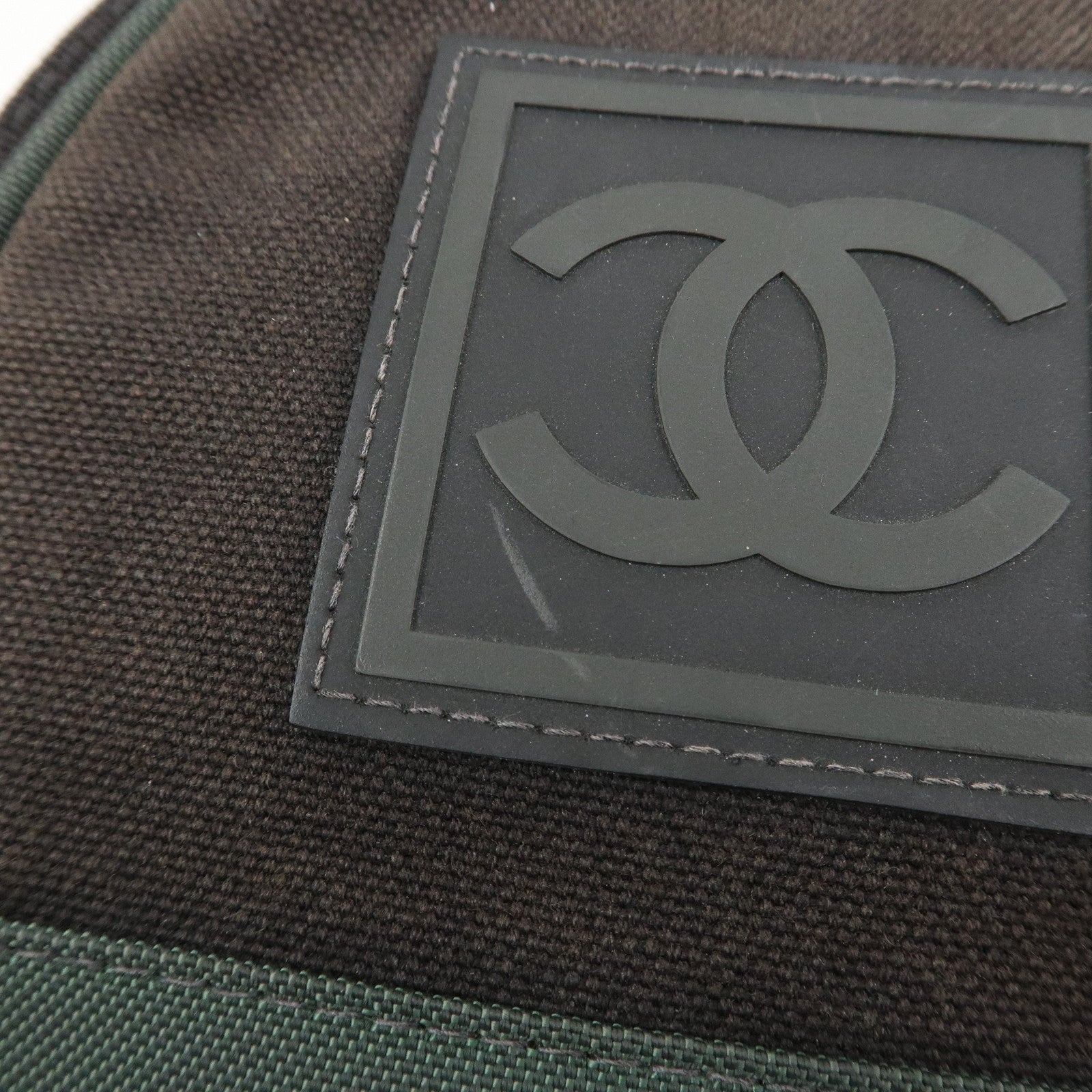 CHANEL Sports COCO Mark Canvas Shoulder Bag Black Green A23300