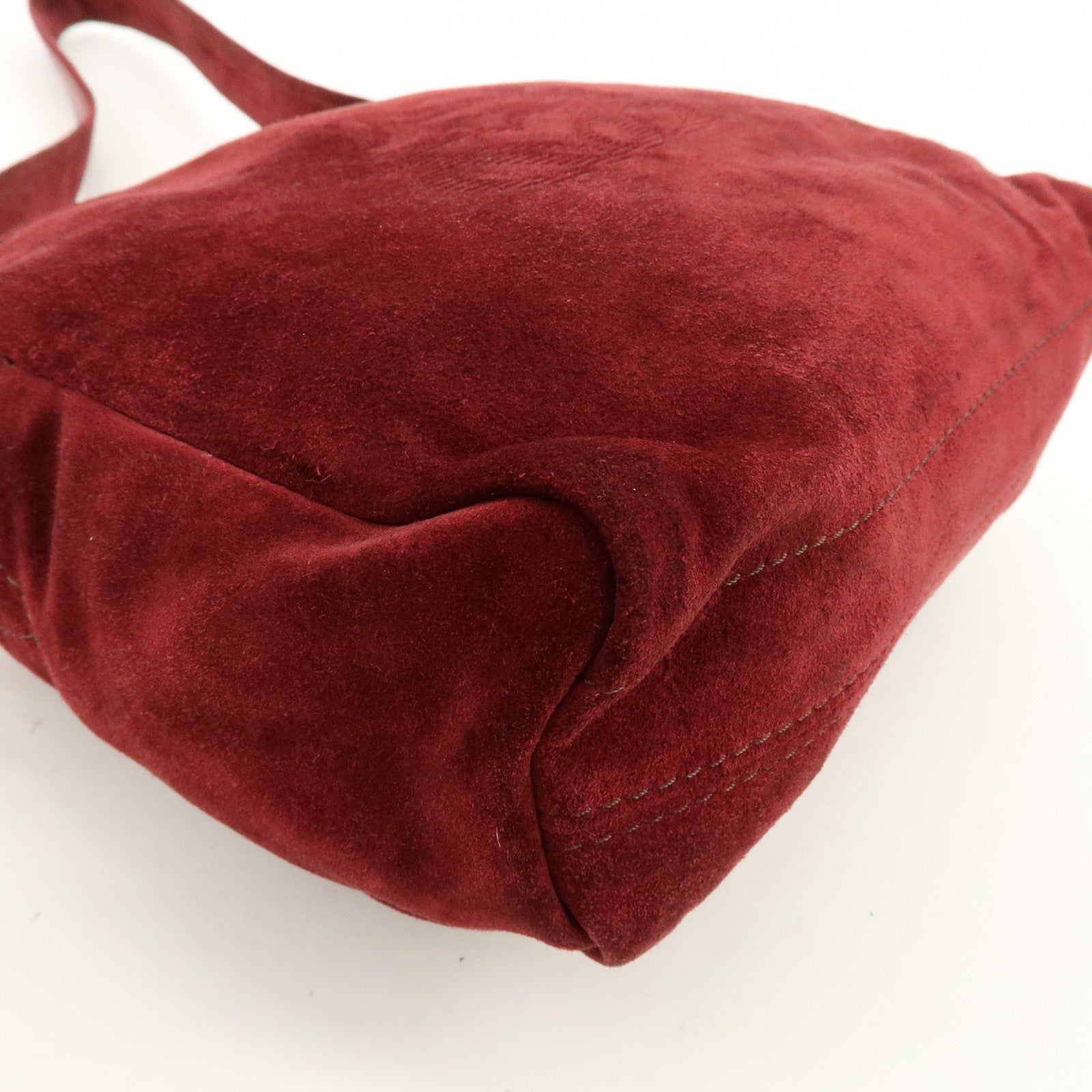 LOEWE Anagram Suede Shoulder Bag Crossbody Bag Bordeaux