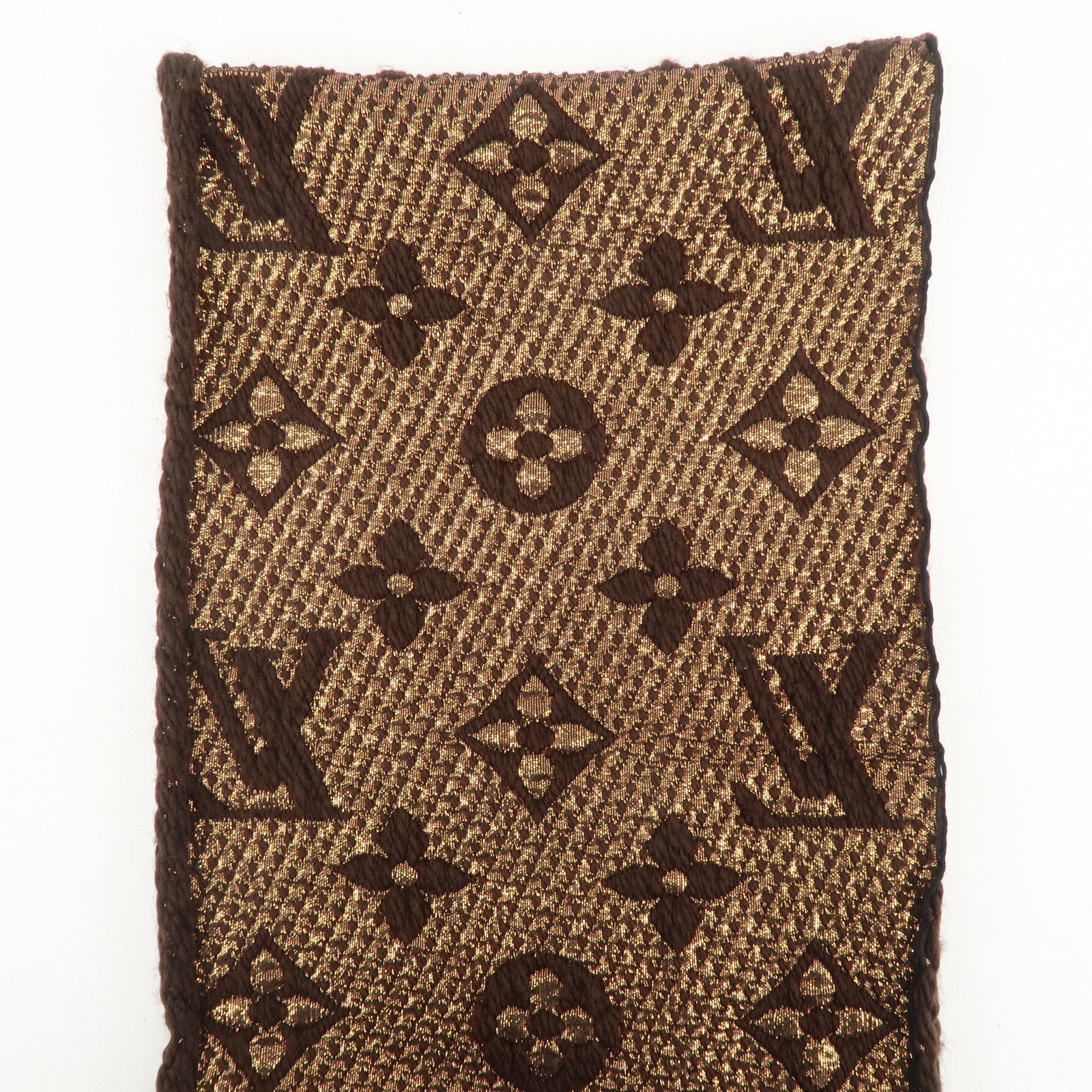 Louis Vuitton Echarpe Logomania Shine Wool Silk Scarf Brown M71383