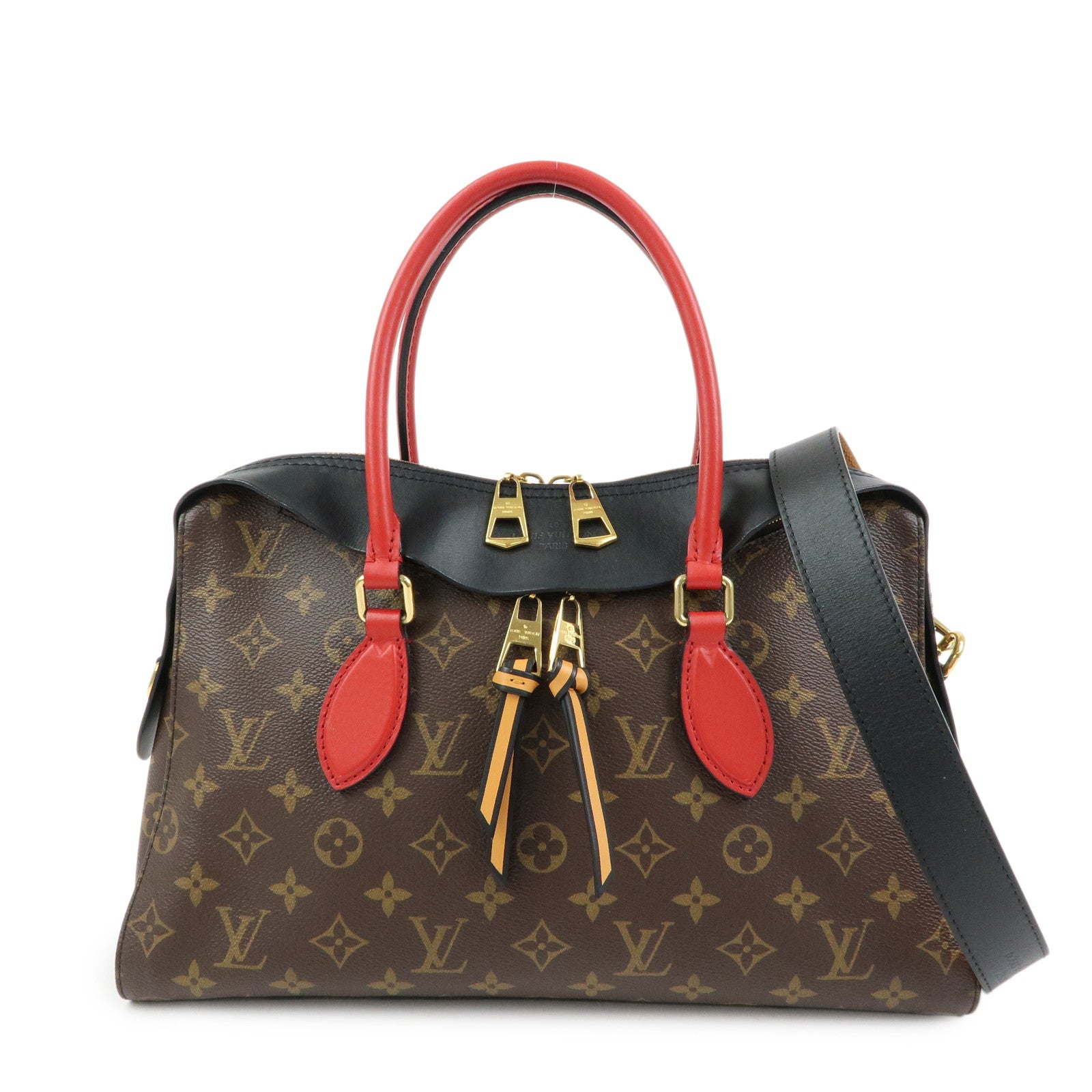 Louis Vuitton Monogram Tuileries Tote 2Way Bag Brown Red M41454