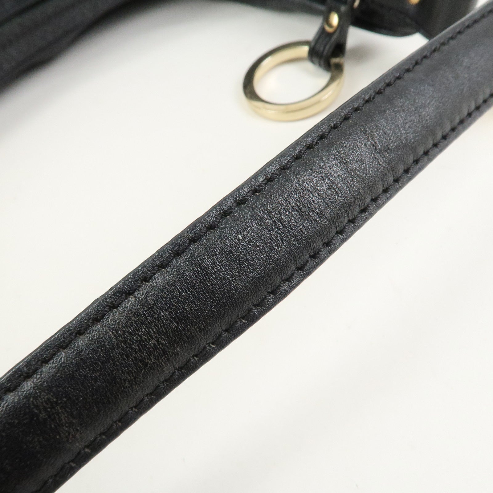 FENDI Leather Shoulder Bag Hand Bag Black 8BR340