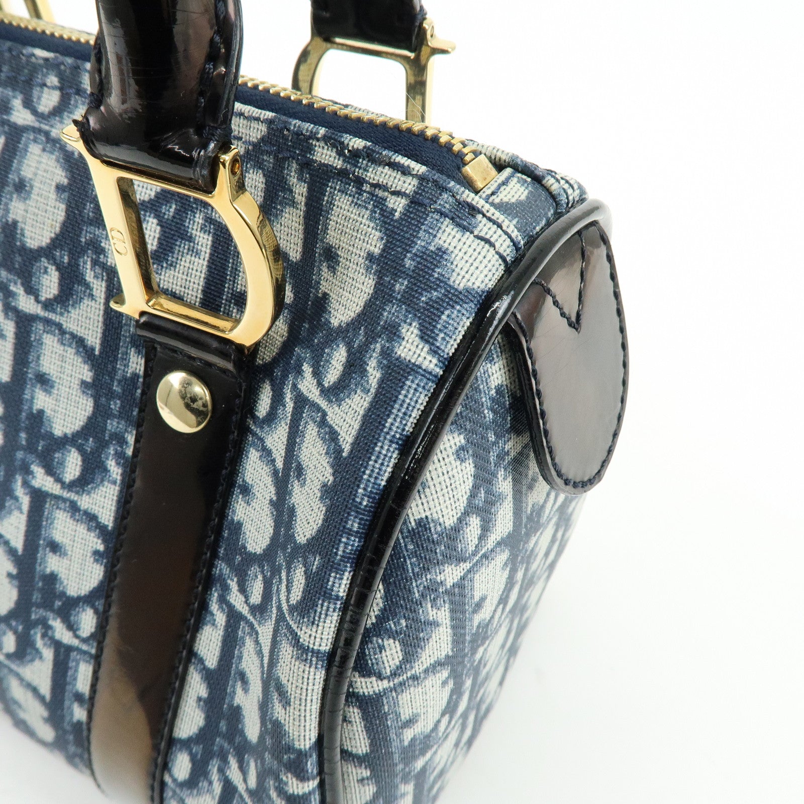 Christian Dior Trotter PVC Canvas Patent Leather Mini Boston Bag
