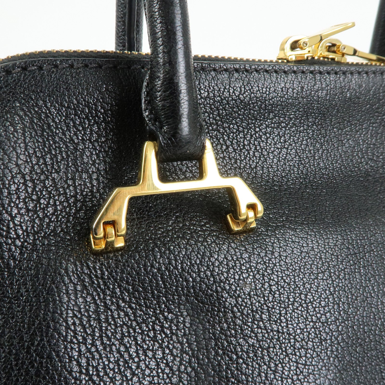 MIU MIU Madras Leather 2Way Bag Hand Bag Shoulder Bag Black