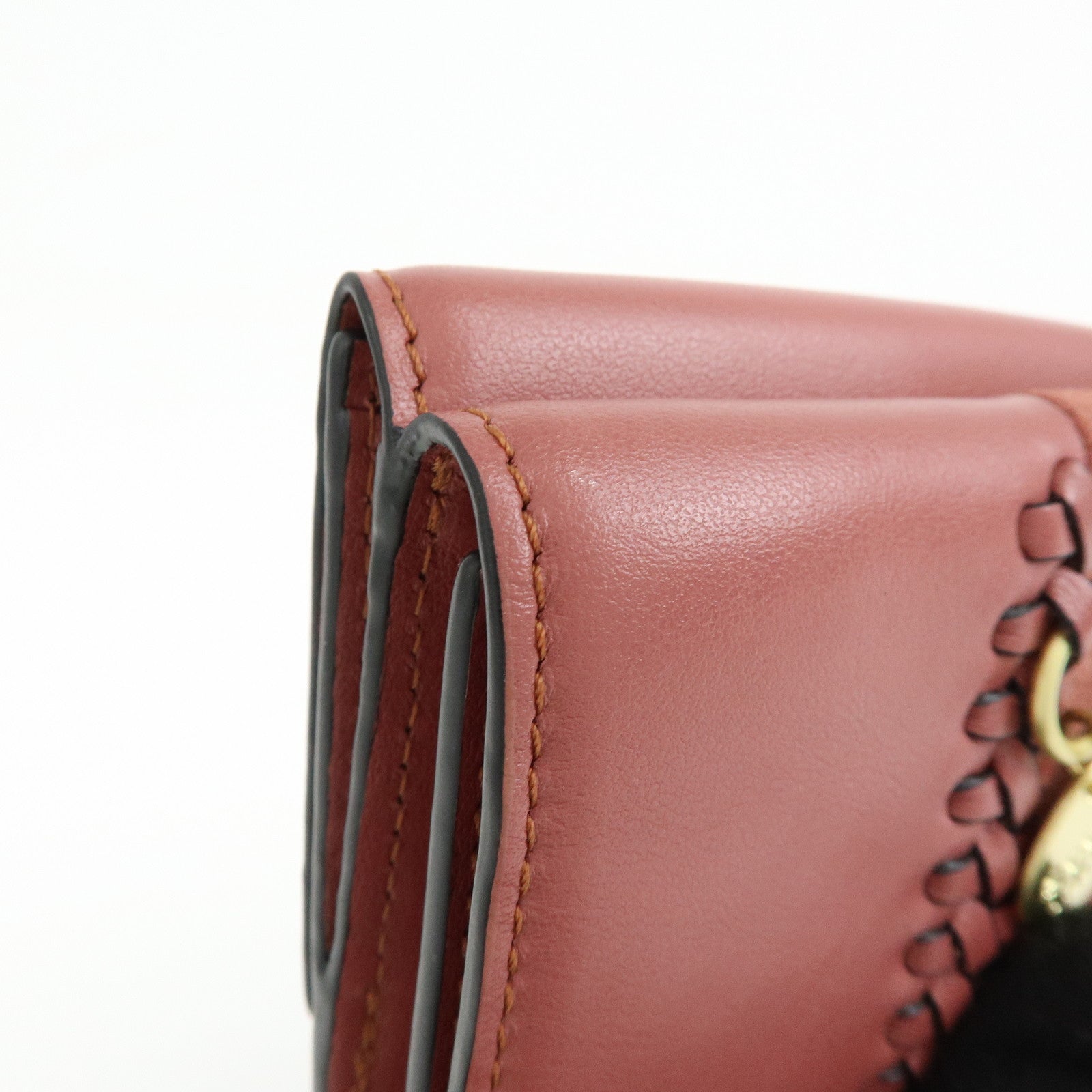 Chloe See By Chloe Leather Suede Compact Trifold Wallet Dusty Pink