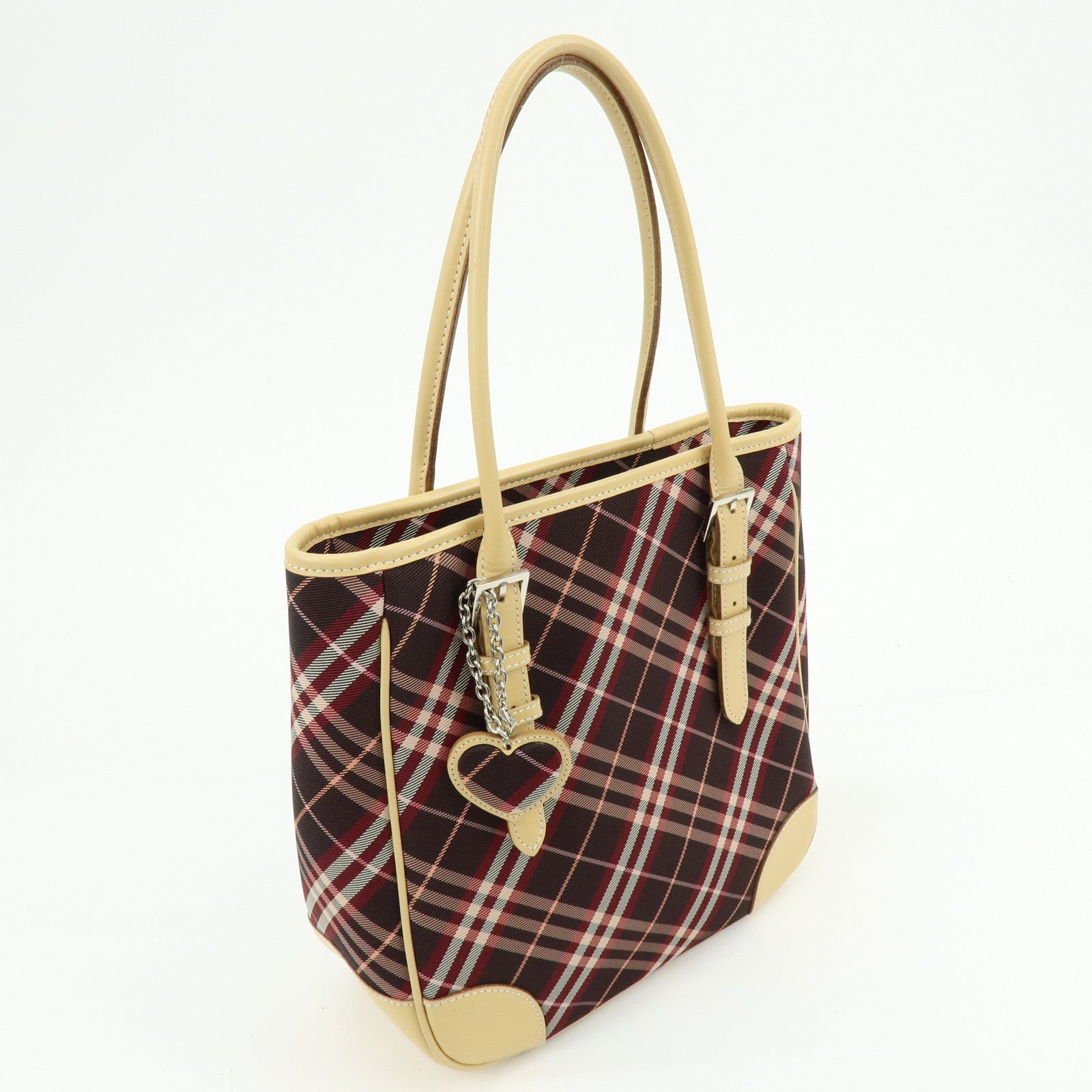 BURBERRY Blue Label Canvas Leather Tote Bag Sholuder Bag Brown Pink