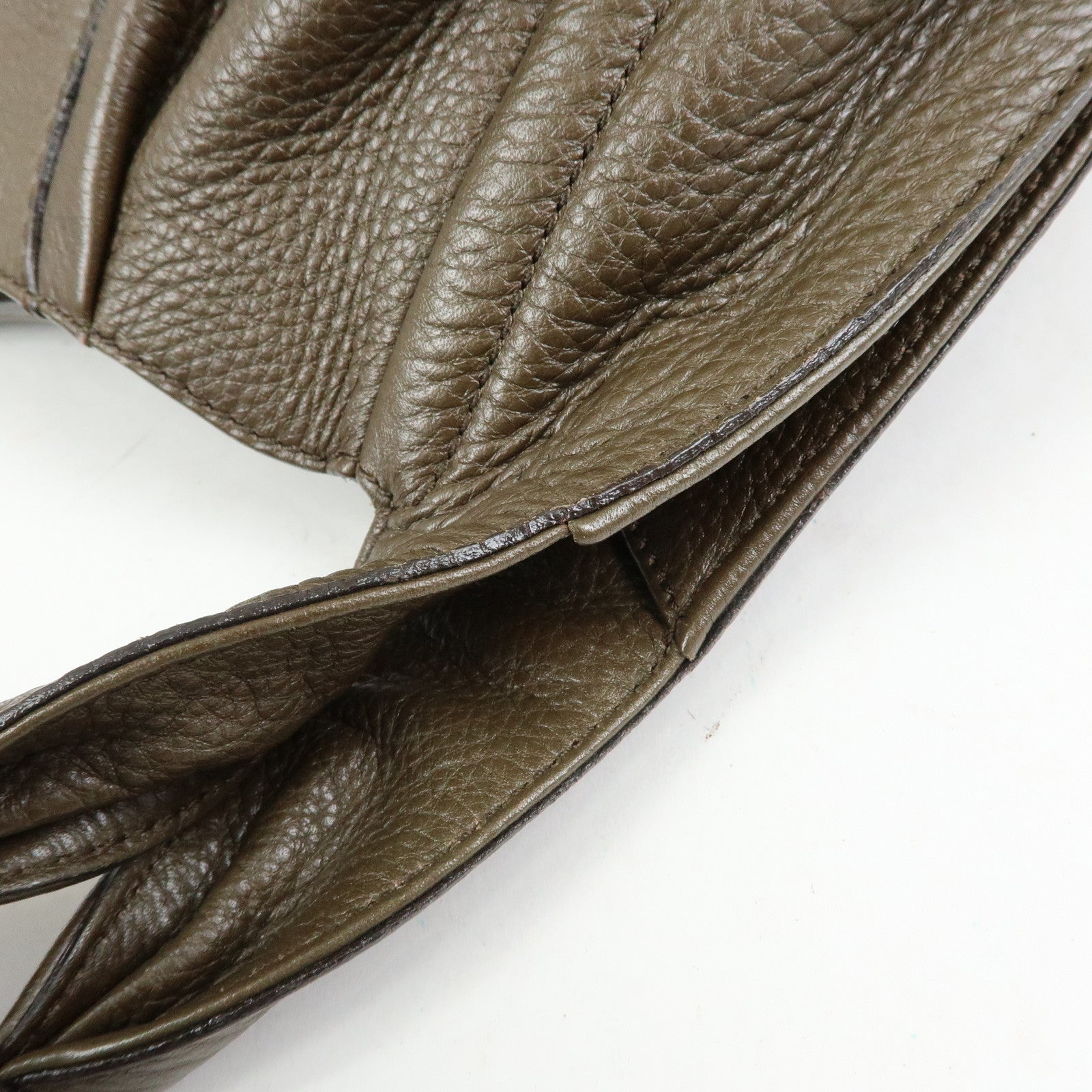 Ferragamo Gancini Calf Leather Hand Bag Shoulder Bag Khaki