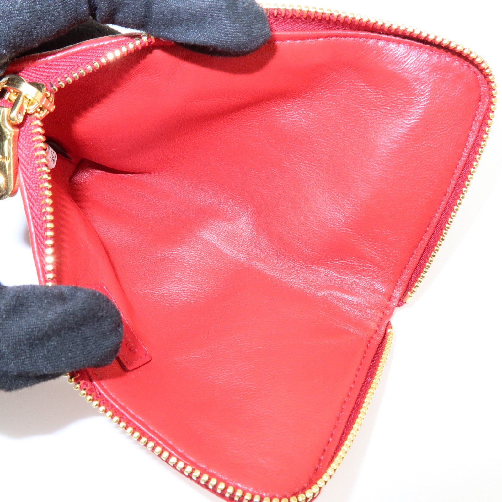 MIU MIU Lamb Skin Leather Zippy Pouch Rose Pink Red