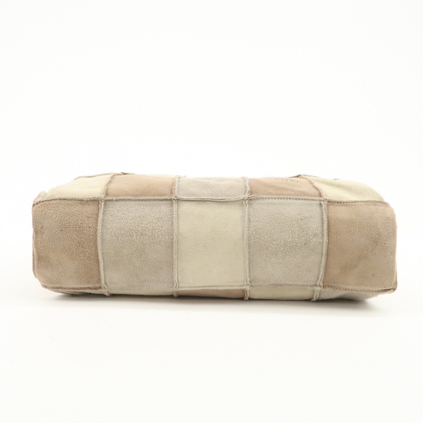 CHANEL Suede Shoulder Bag Tote Bag Patchwork Beige Brown