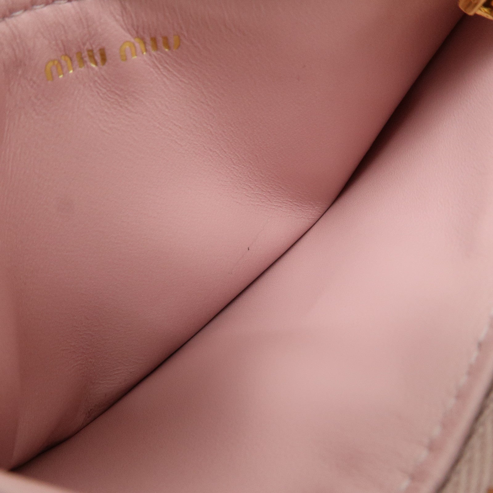 MIU MIU Matelasse Leather Fragment Case Card Case Pink 5MB060