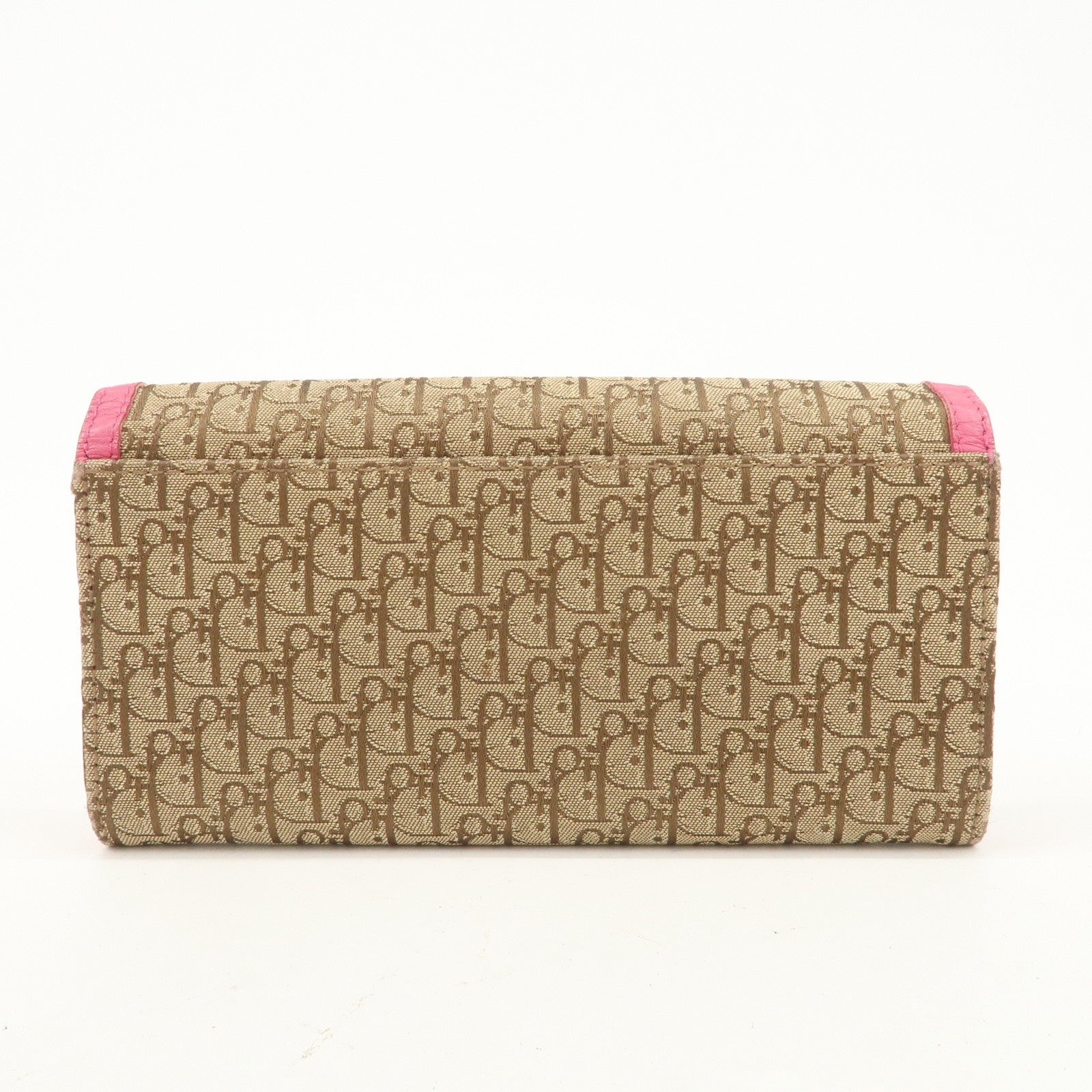 Christian Dior Trotter Street Chic Canvas Leather Long Wallet Pink