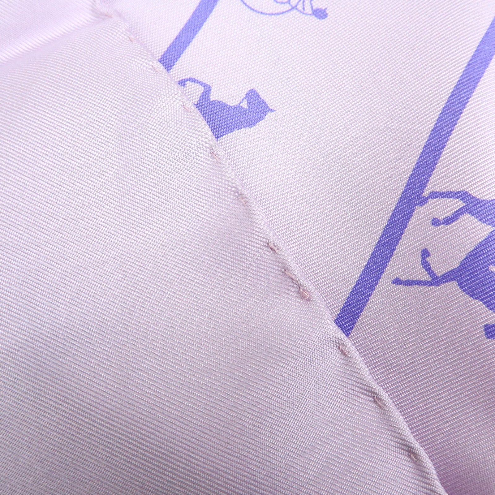 HERMES Carre 90 Silk 100% Saut Galop Canter Rack Scarf Light Purple