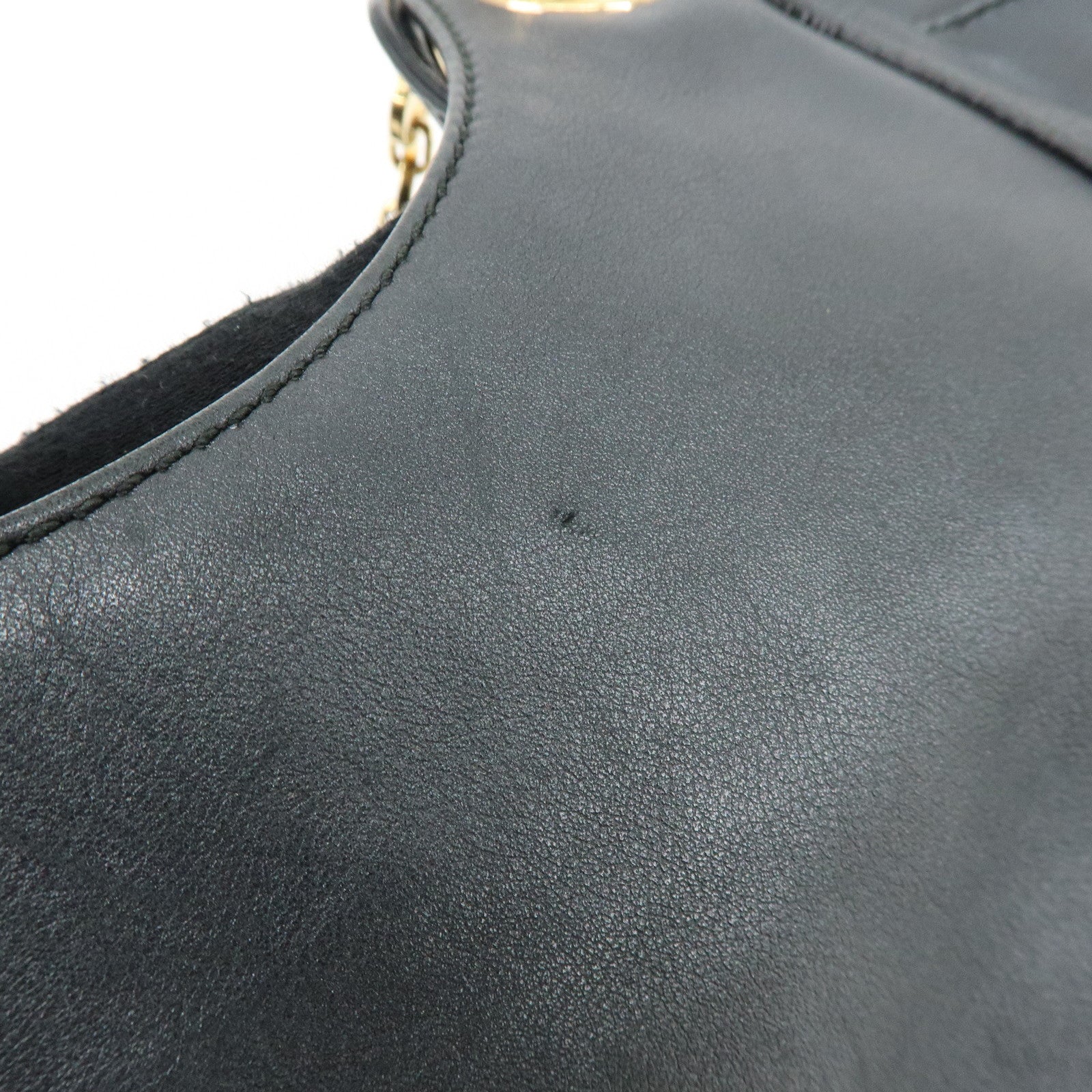 Ferragamo Gancini Leather Chain Tote Bag Shoulder Bag Black