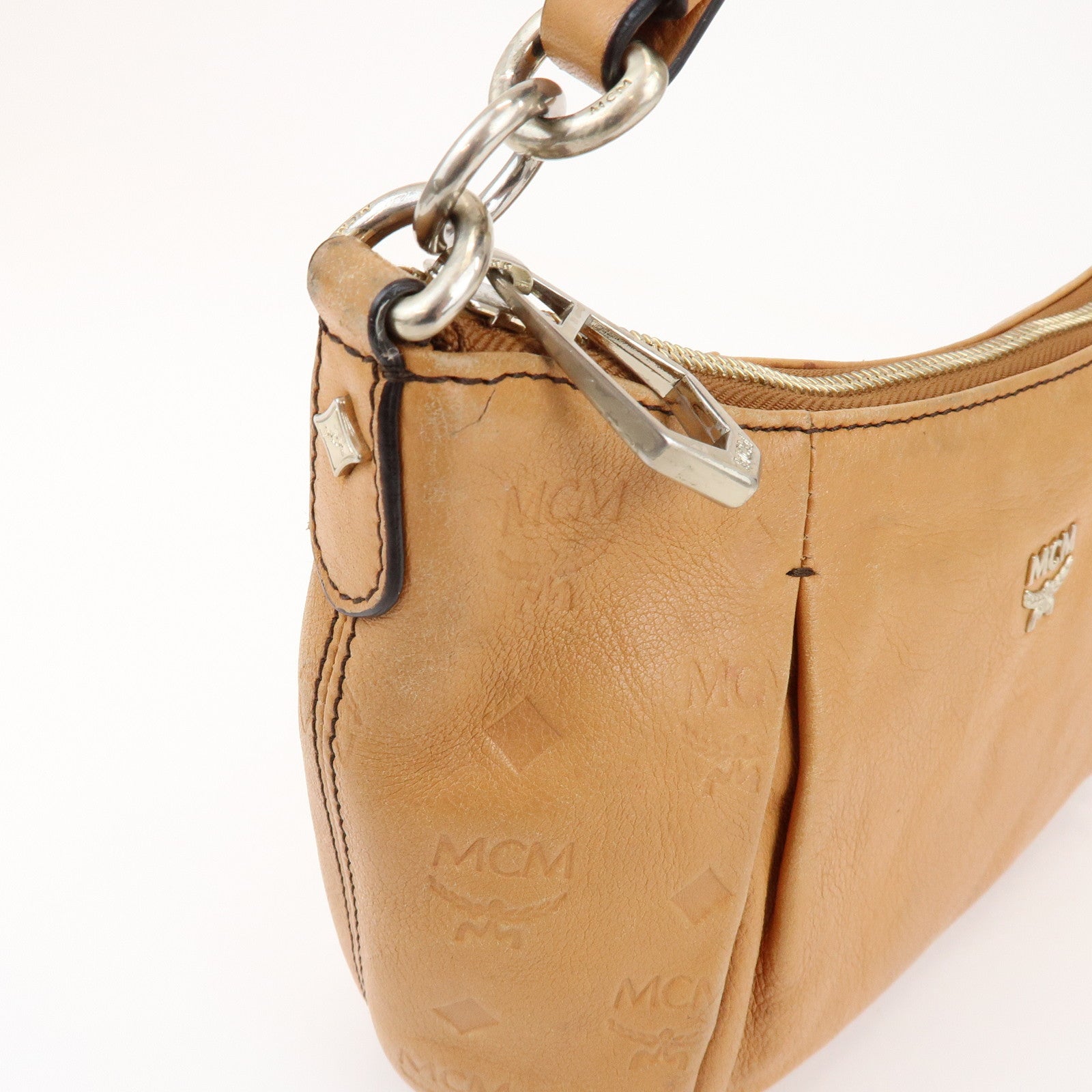 MCM Logo Leather 2WAY Bag Hand Bag Shoulder Bag Crossbody Bag Brown
