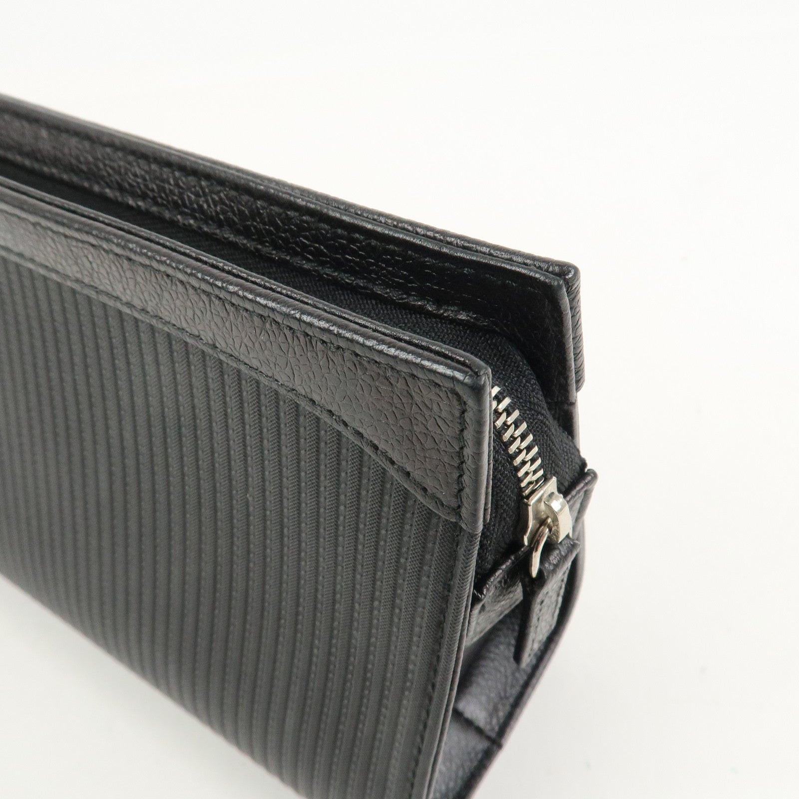 BVLGARI Logo PVC Leather Pouch Accessory Pouch Black