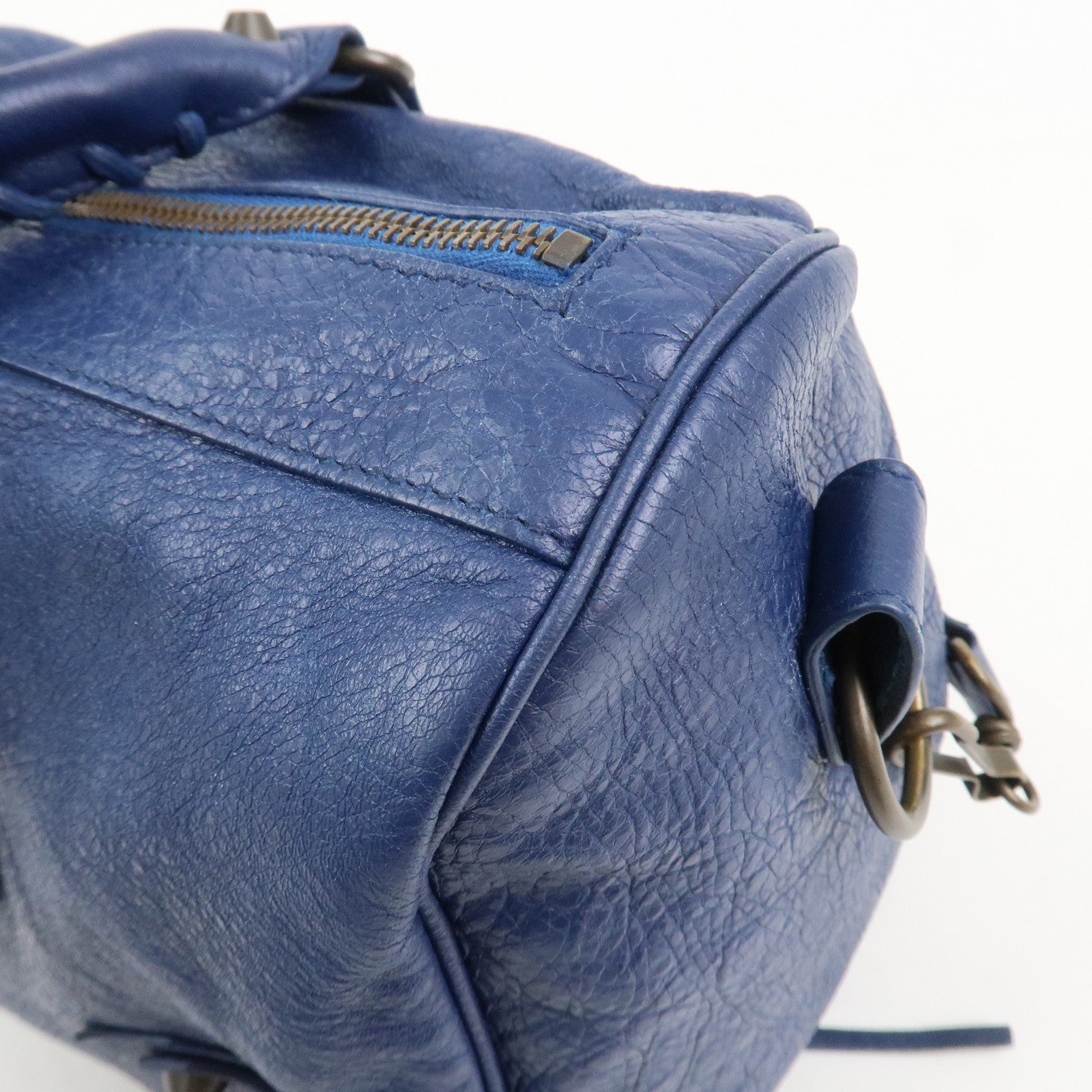 BALENCIAGA Leather The Twiggy 2WAY Bag Hand Bag Blue 409334