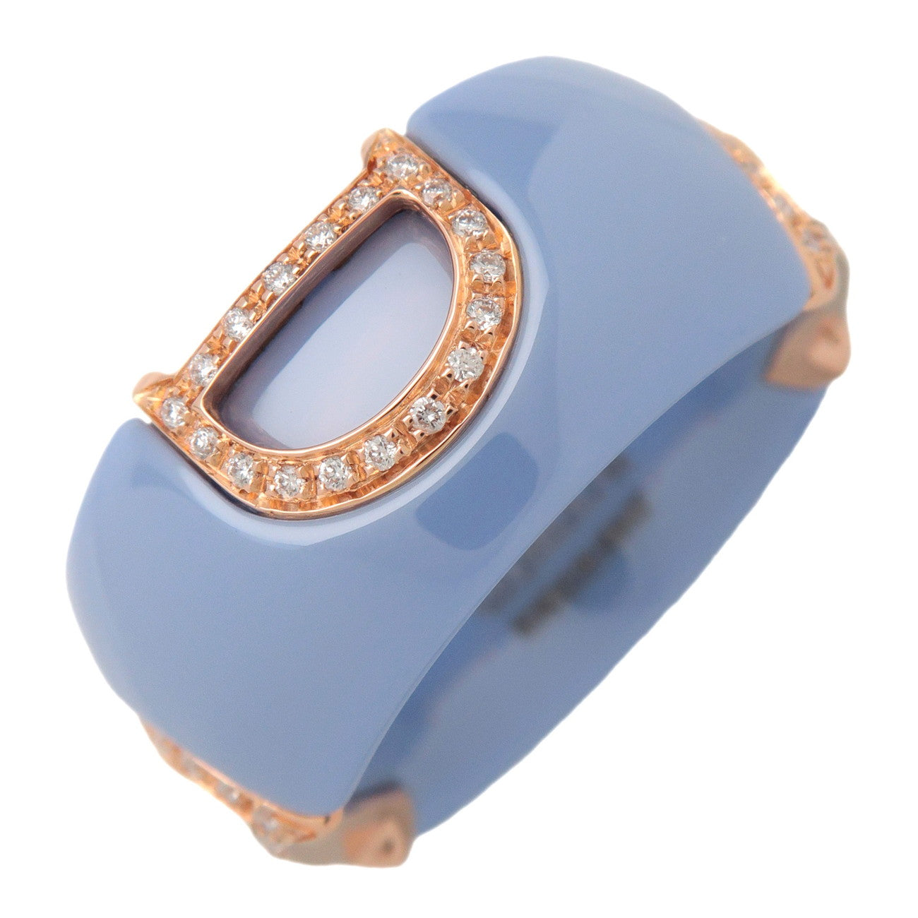 DAMIANI D.Icon Ceramic Diamond K18 750PG Ring Blue Rose Gold US6.5