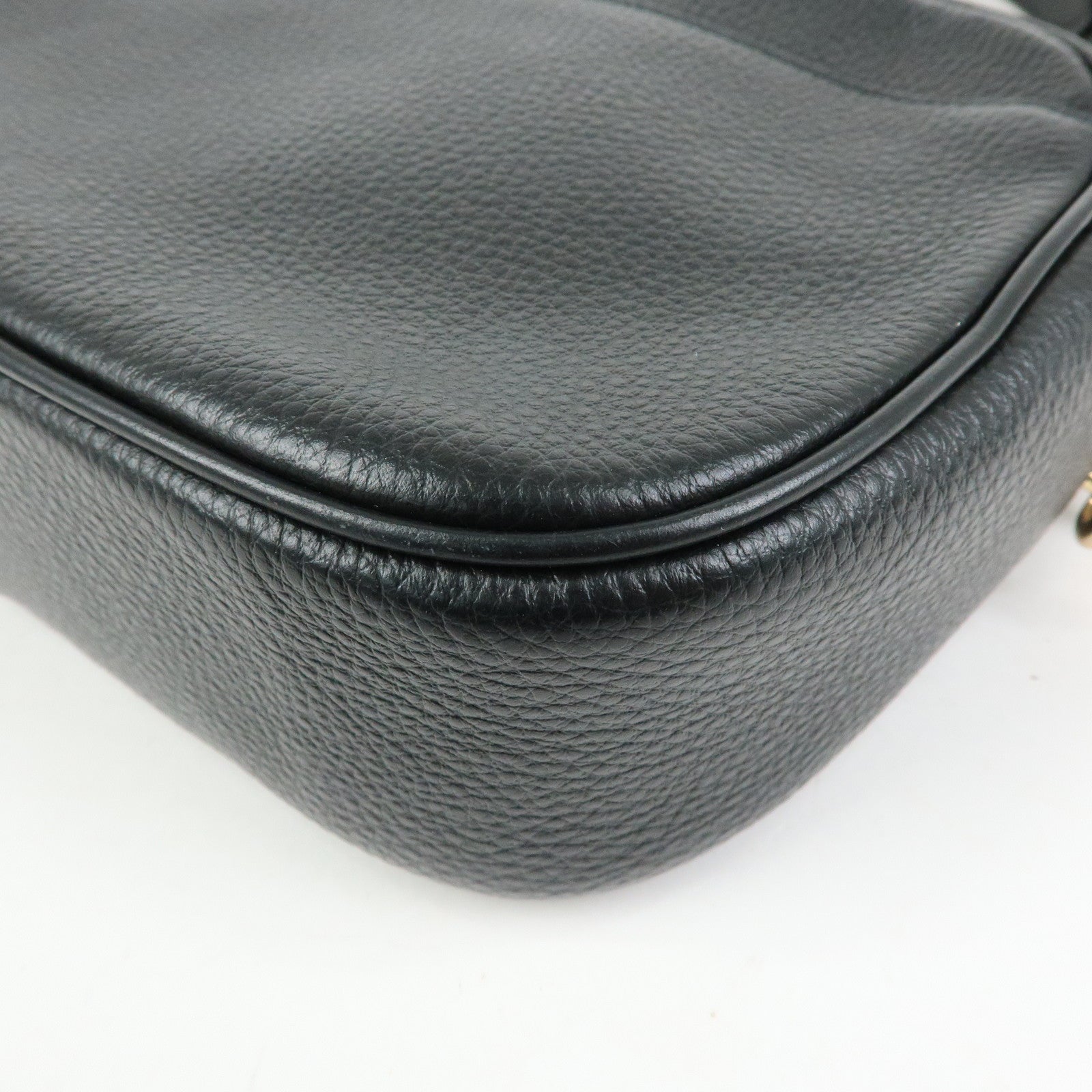 COACH Logo Leather Shoulder Crossbody Bag Black