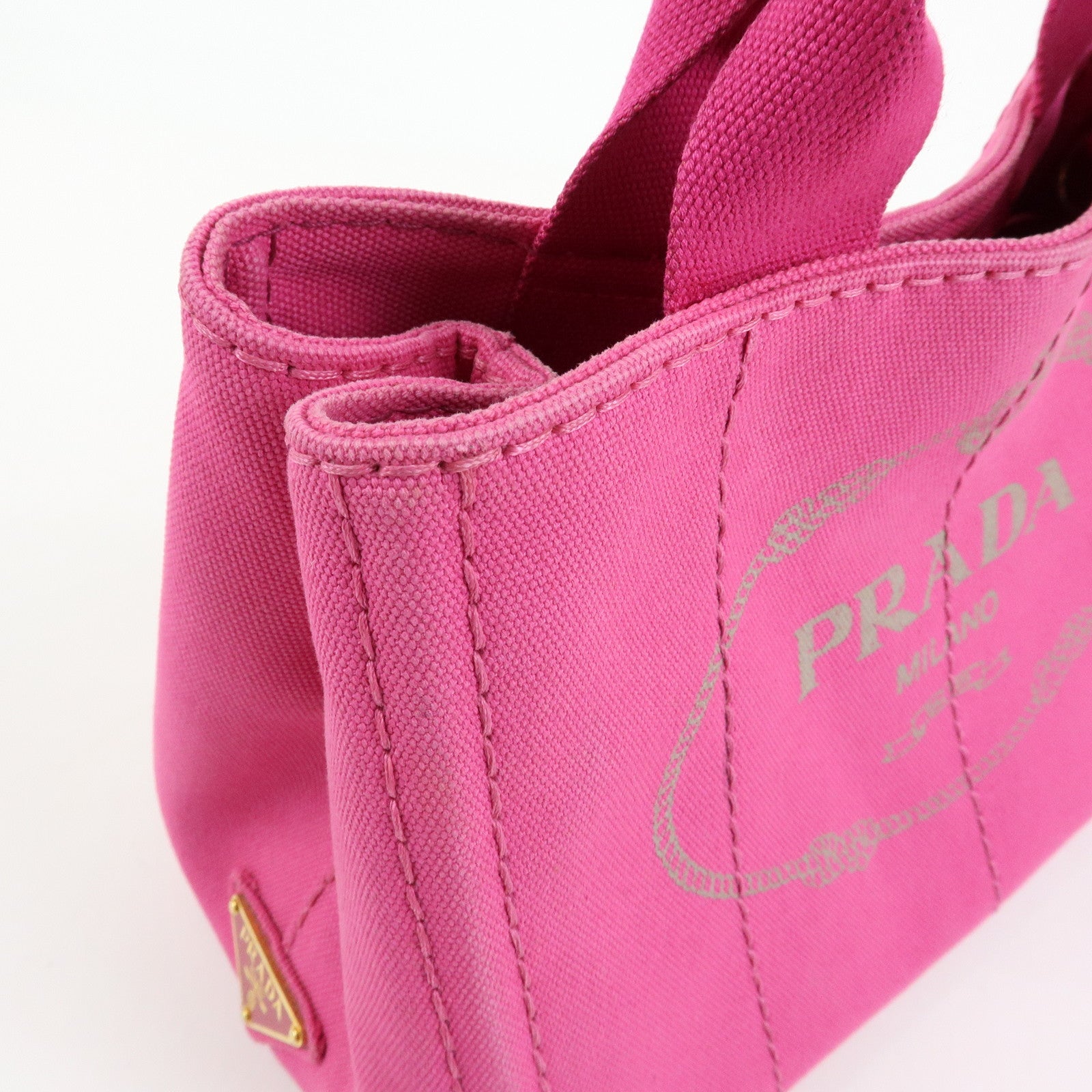 PRADA Triangle Logo Canapa Mini 2Way Bag Hand Bag Pink B2439G