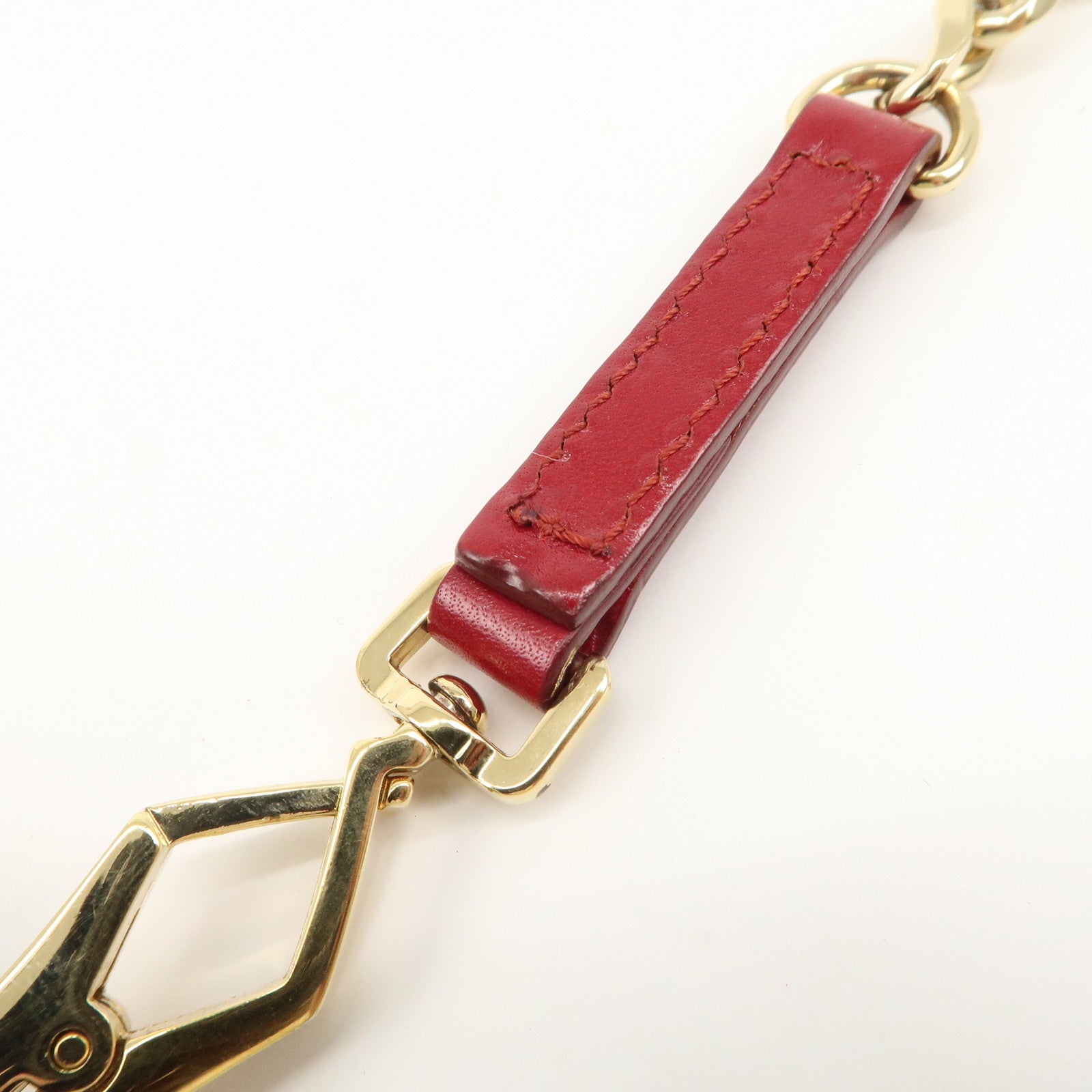 BURBERRY Logo Leather Chain Shoulder Bag Crossbody Bag Red Used