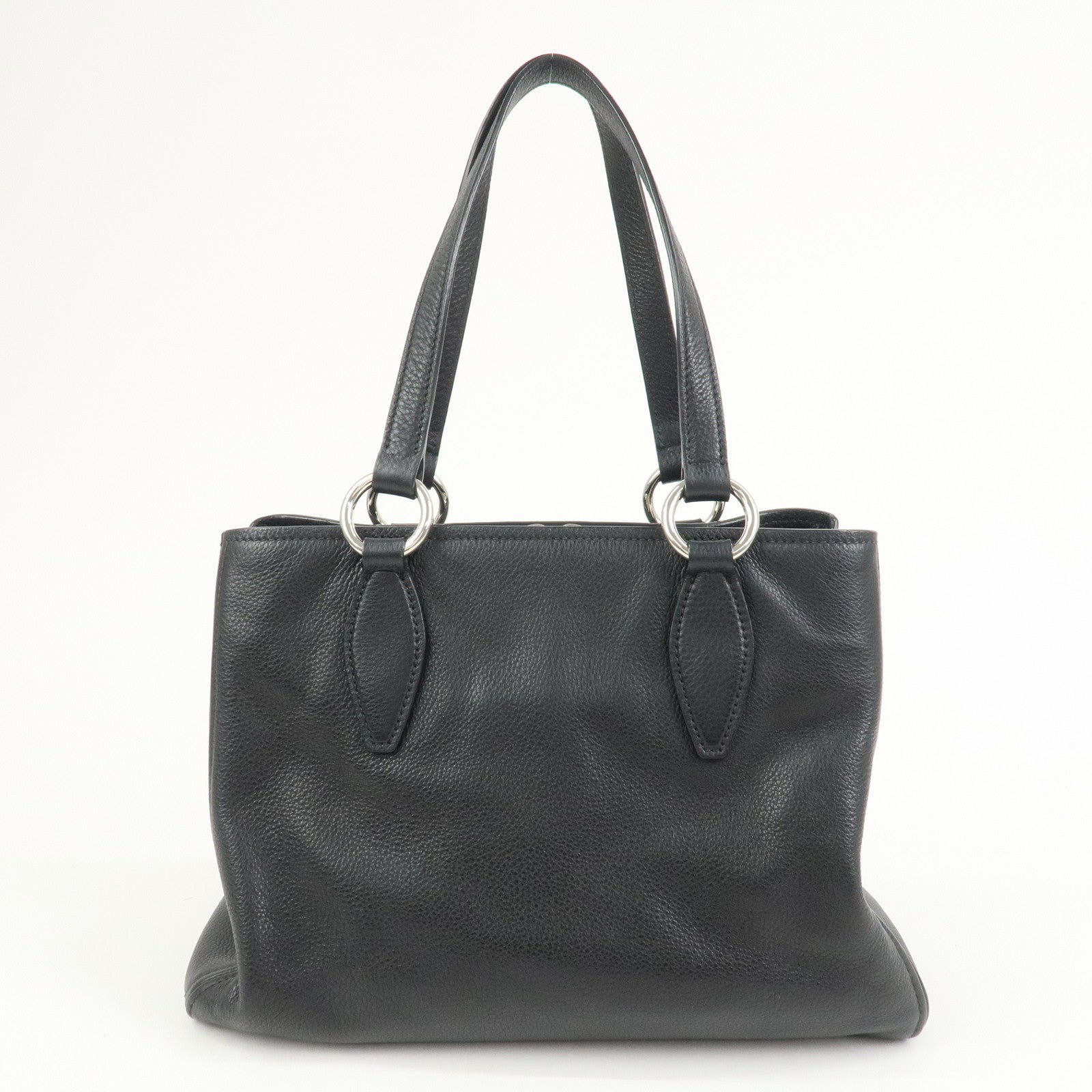 MIU MIU Logo Leather 2Way Shoulder Bag Hand Bag Black RR2014