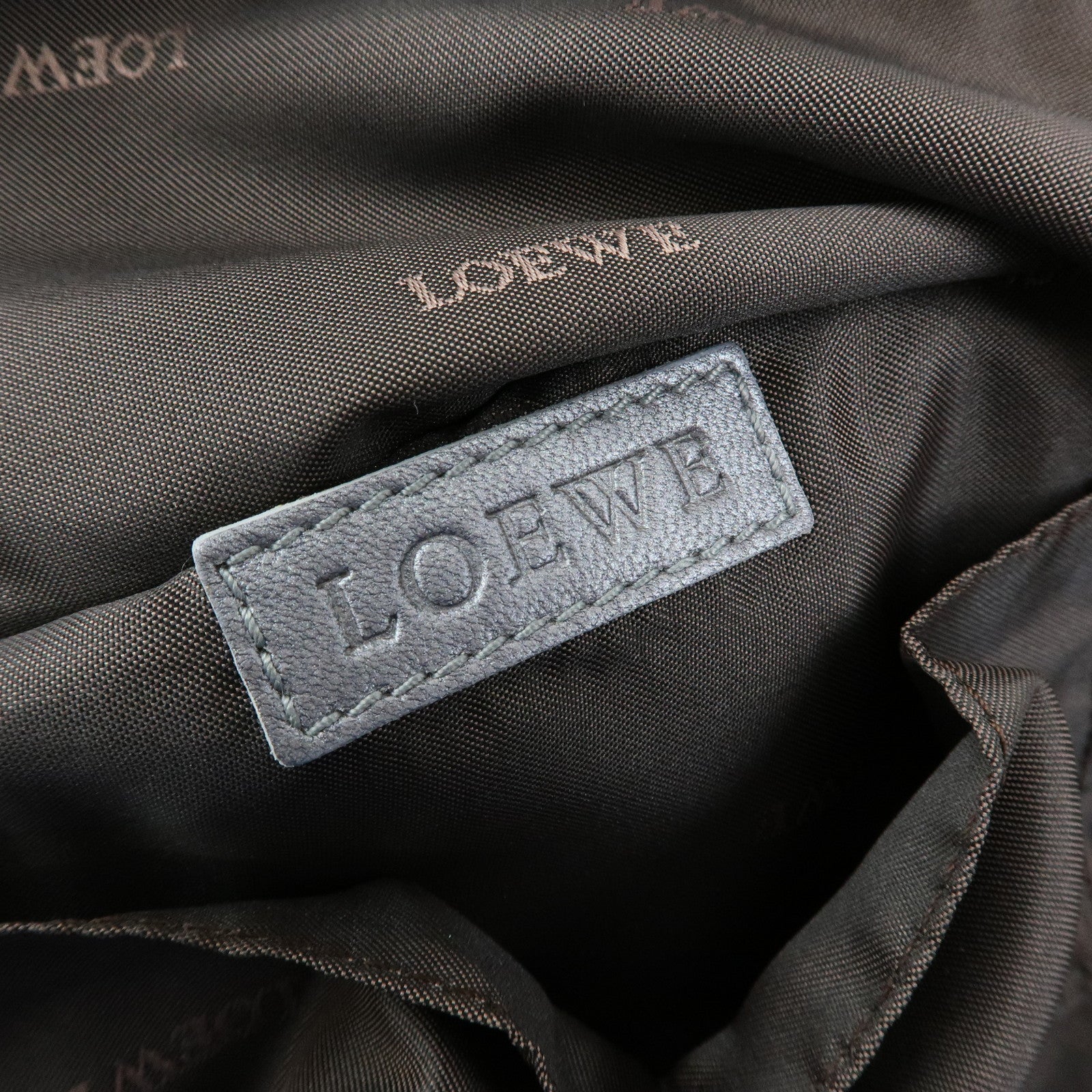 LOEWE Anagram Leather Nappa Aire Hand Bag Tote Bag Gray