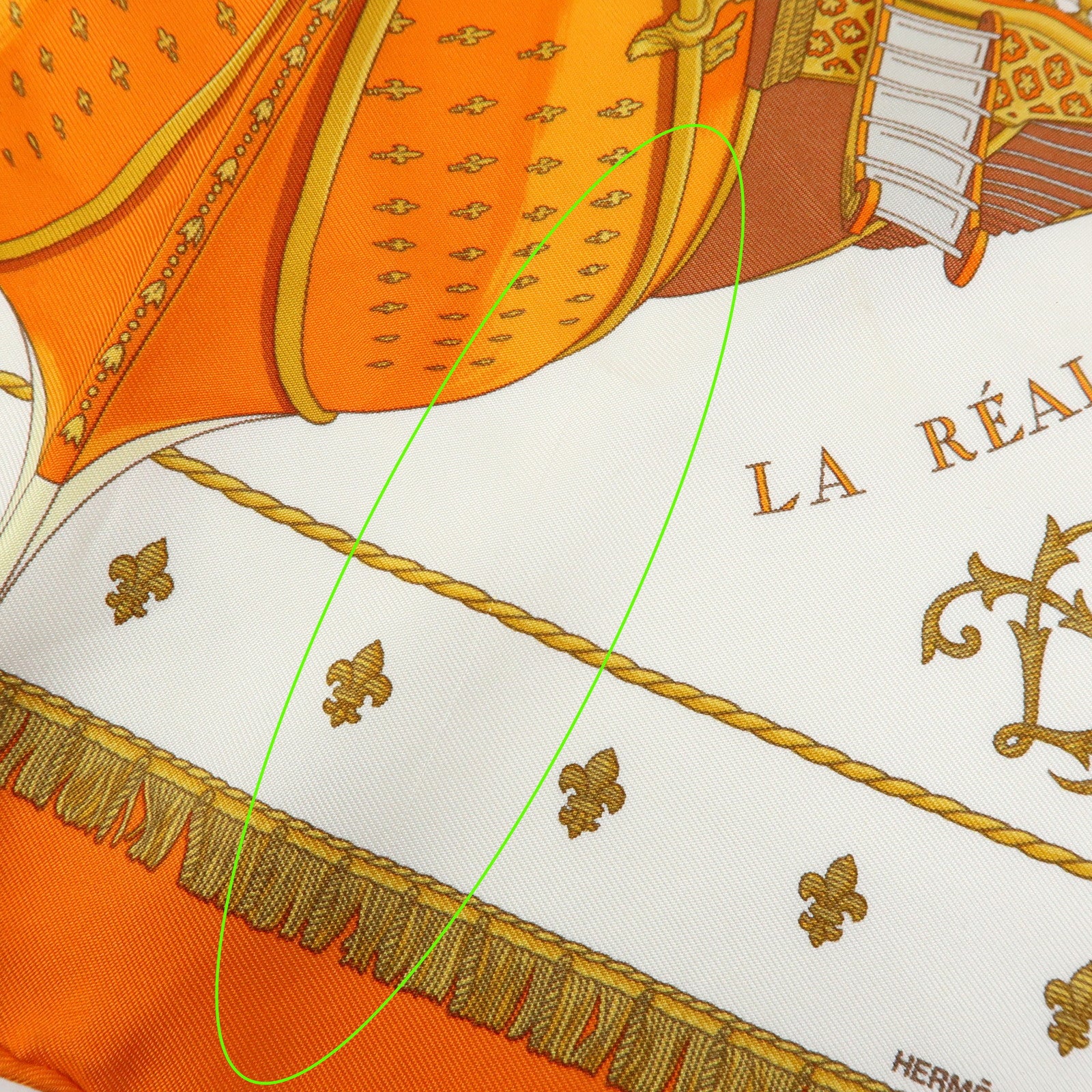 HERMES Carre 45 Silk 100% Scarf VUE DU CAROSSE LA GALERE LA REALE