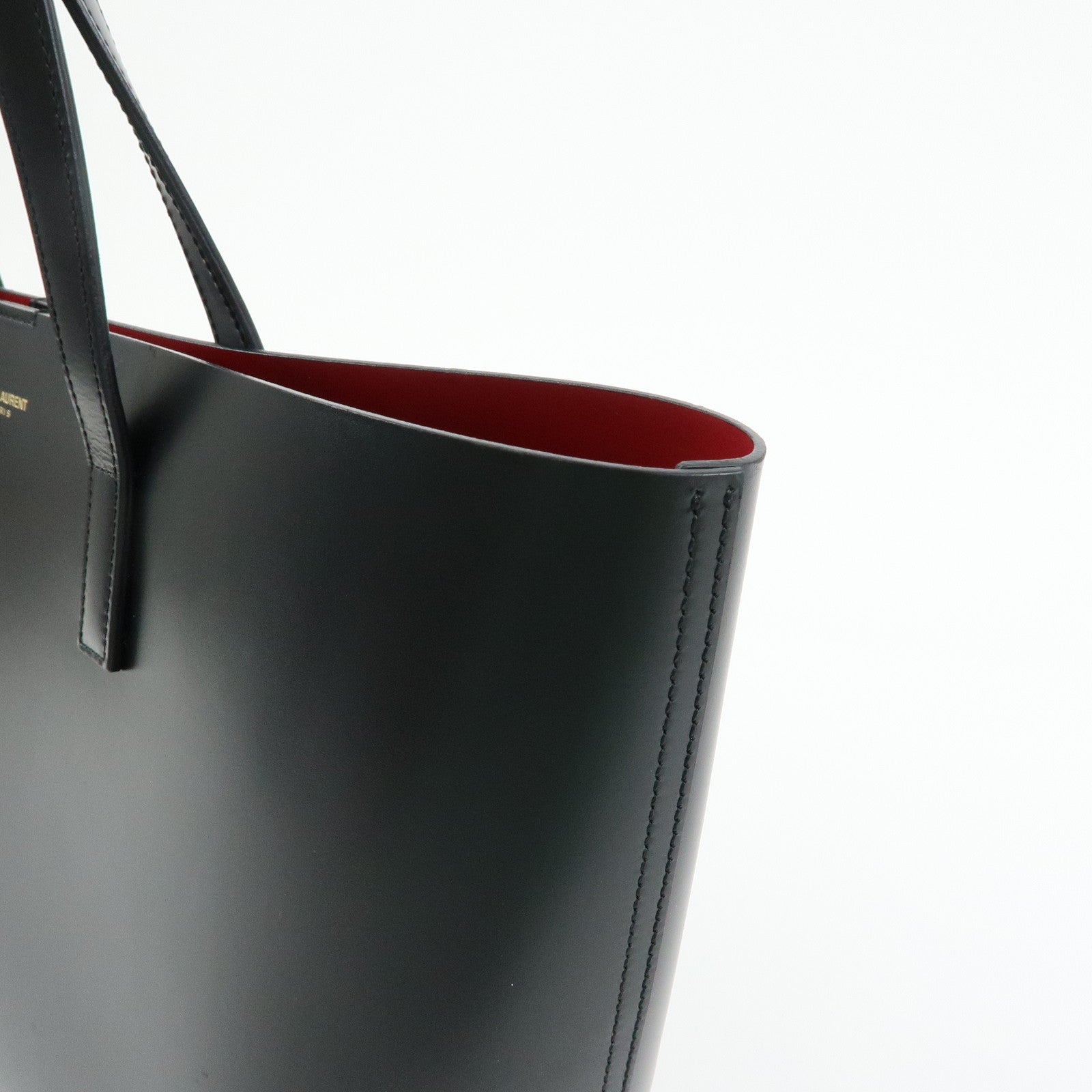 SAINT LAURENT PARIS Cassandra Leather Tote Hand Bag Black 383357