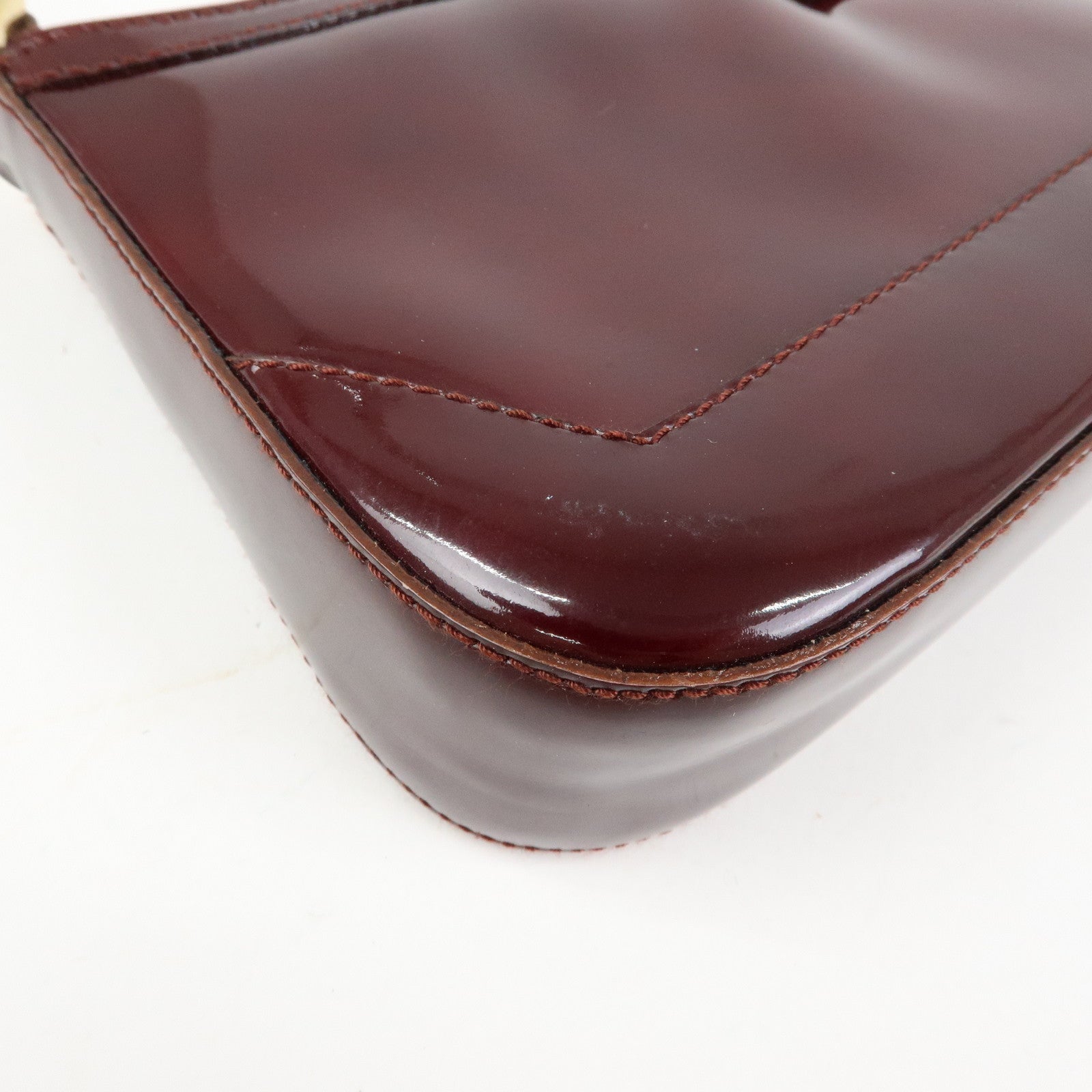 Ferragamo Patent Leather Shoulder Bag Hand Bag Bordeaux