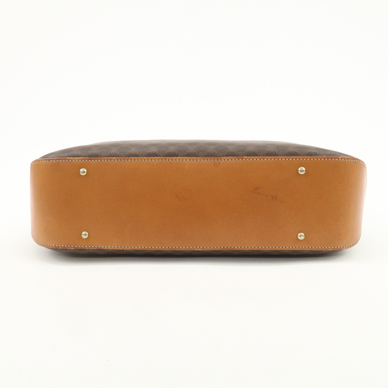 CELINE Macadam Logo Tote Bag Shoulder Bag Brown Gold