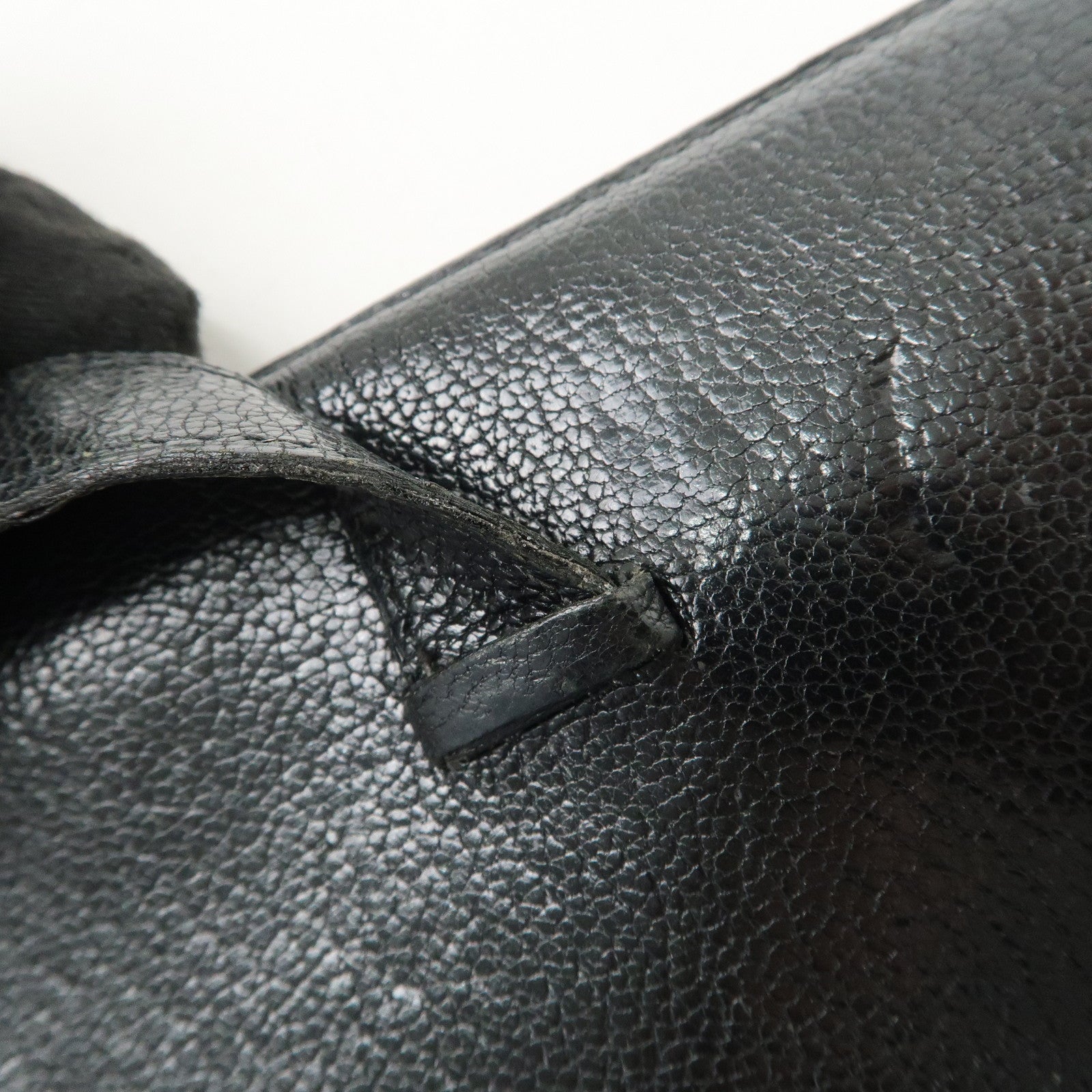 HERMES Bearn Veau Epsom Leather Bi-fold Long Wallet Black