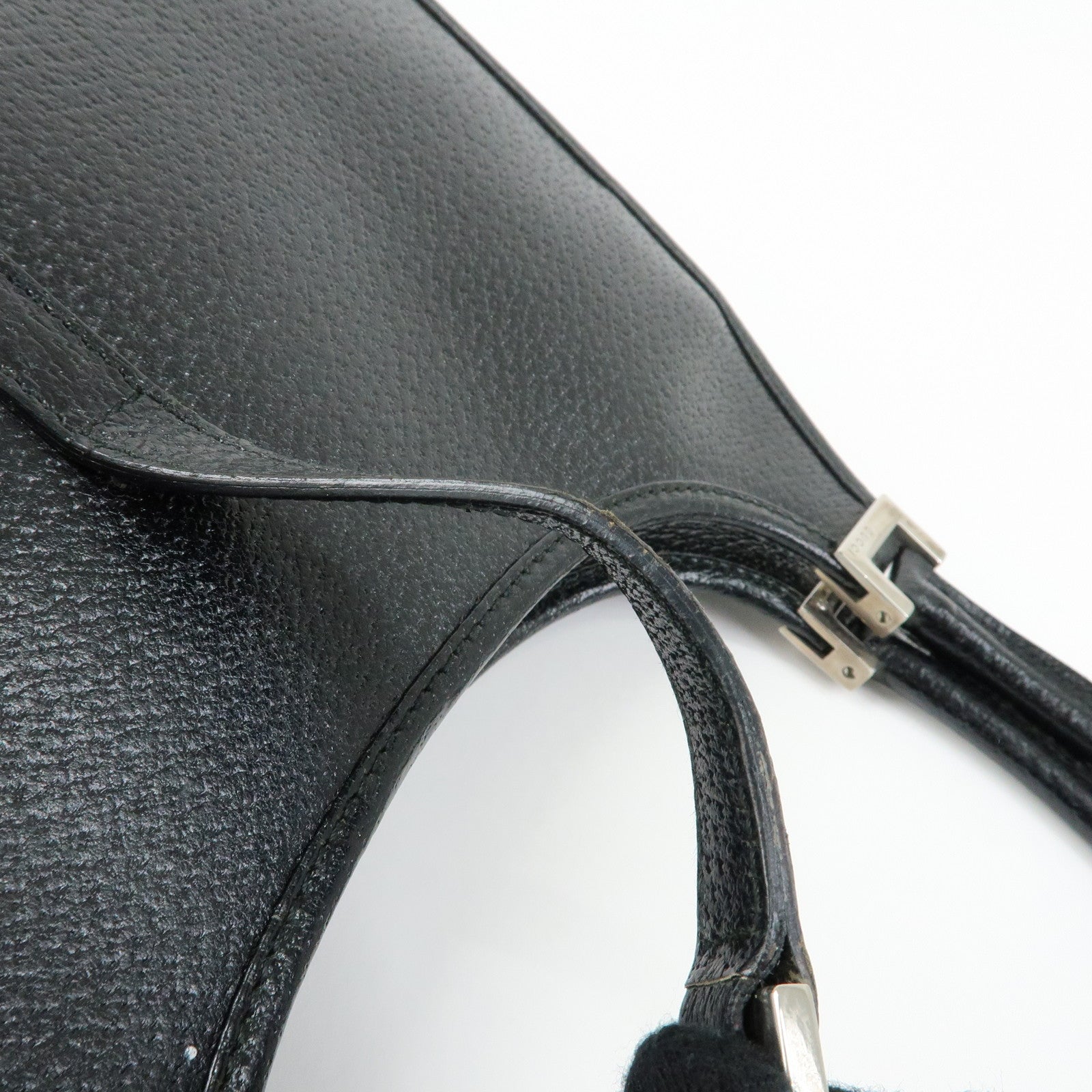 GUCCI Jackie Leather Hand Bag Black 0021068