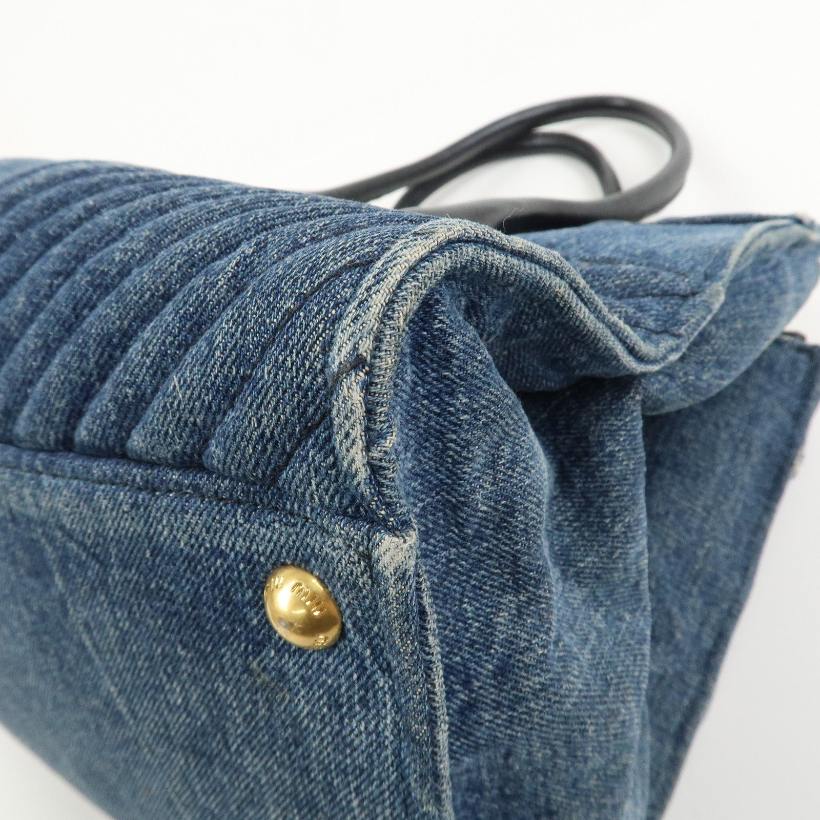 MIU MIU Biker Denim 2Way Hand Bag Shoulder Bag Blue RN1031