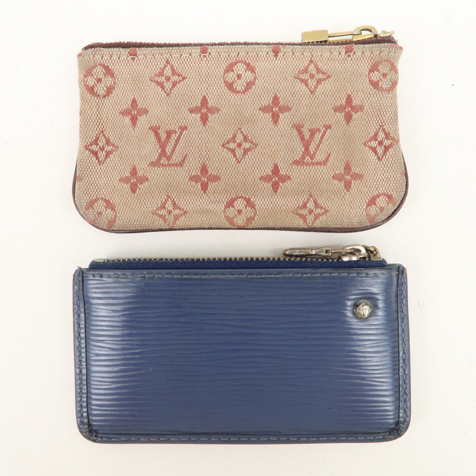 Louis Vuitton Monogram Mini Lin Set of 2 Coin Case M92238 M63805 Used