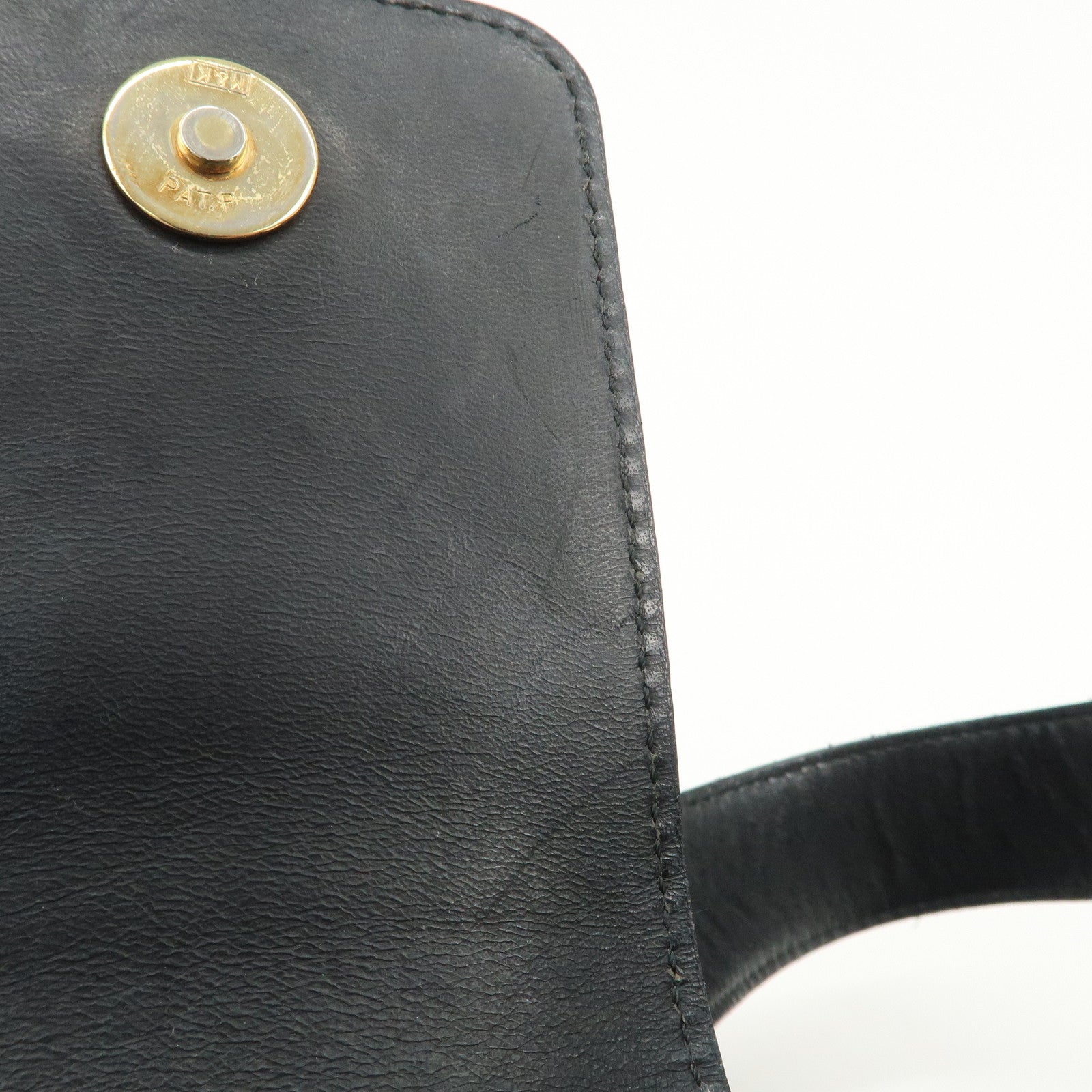 Chloe Logo Leather Shoulder Bag Hand Bag Black Gold Hardware Used