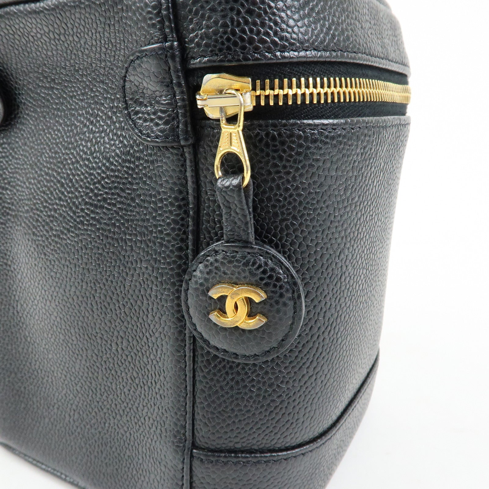 CHANEL COCO Mark Caviarskin Vanity Bag Hand Bag Black A01998