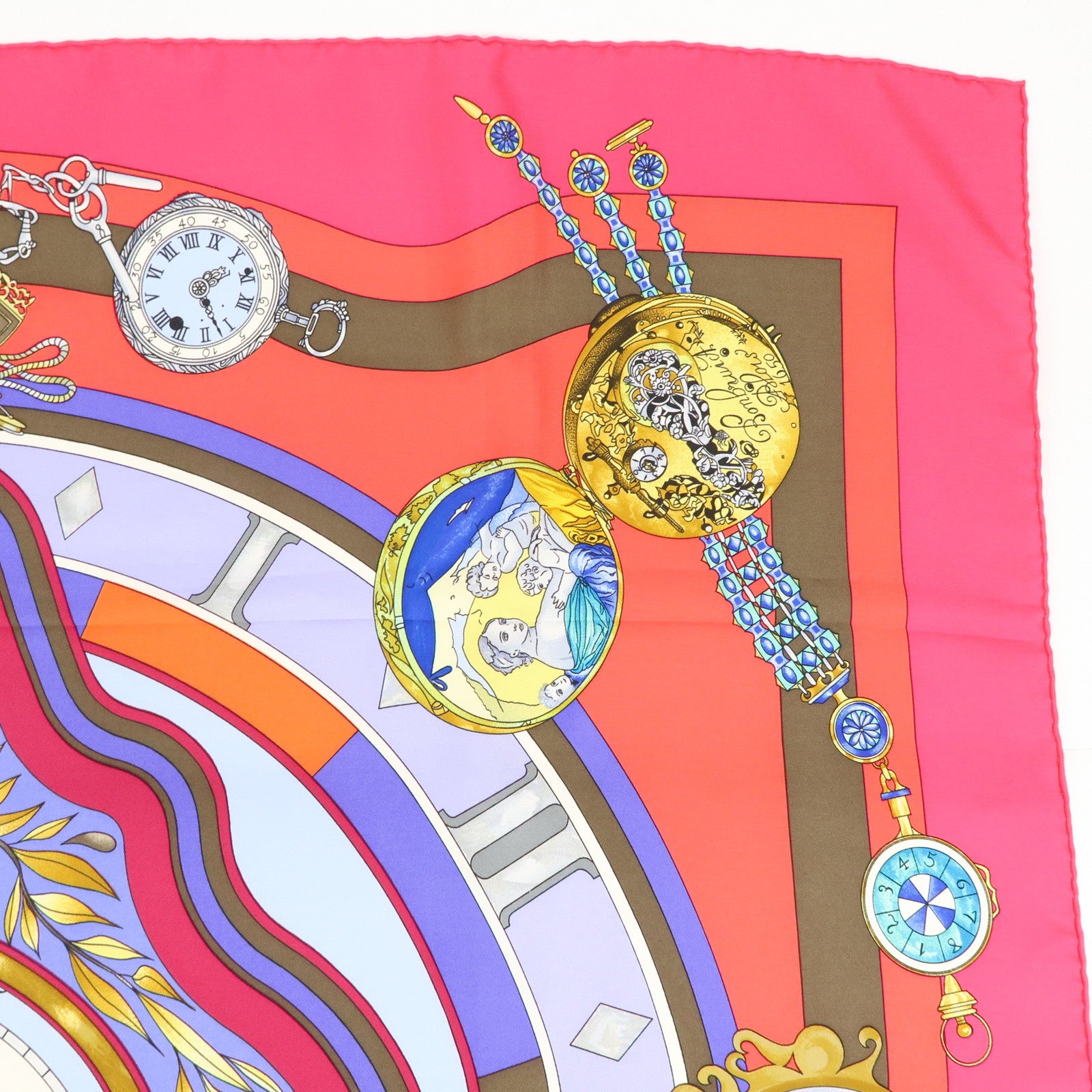 HERMES Carre90 Silk100% Scarf Parmi les fleurs je compte les heures