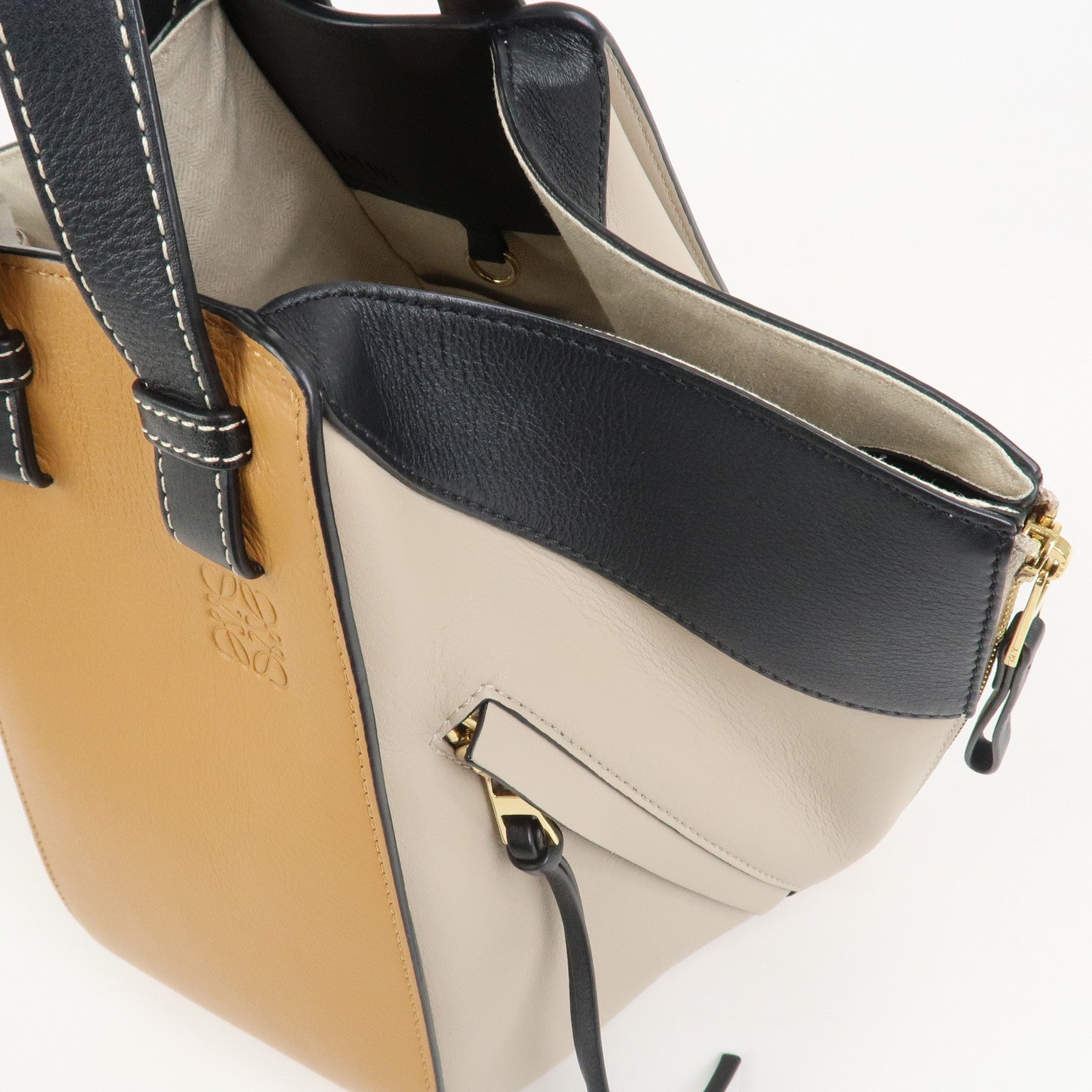 LOEWE Anagram Hammock Small Shoulder Bag Crossbody Bag Beige Black