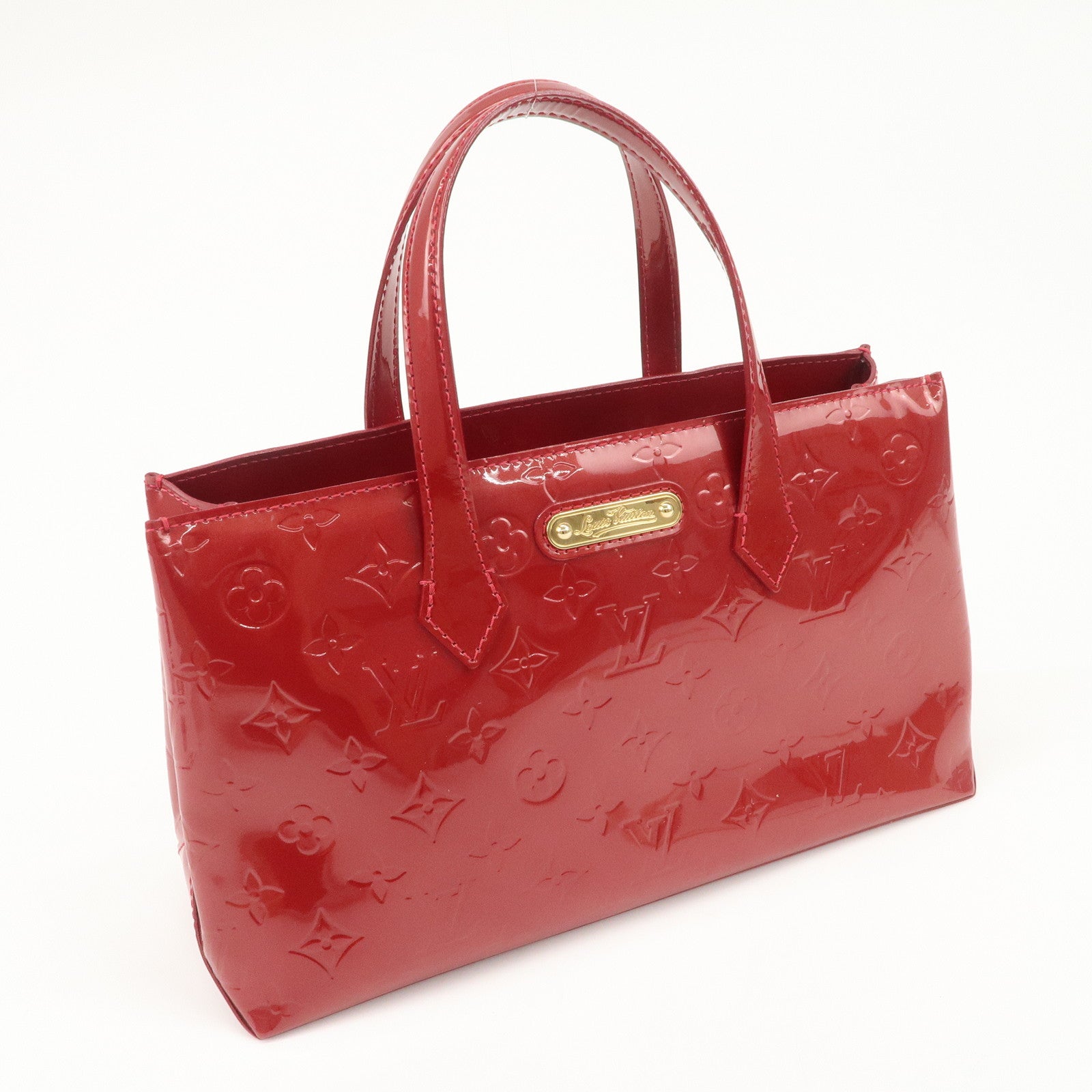 Louis Vuitton Monogram Vernis Wilshire PM Hand Bag Red M93642