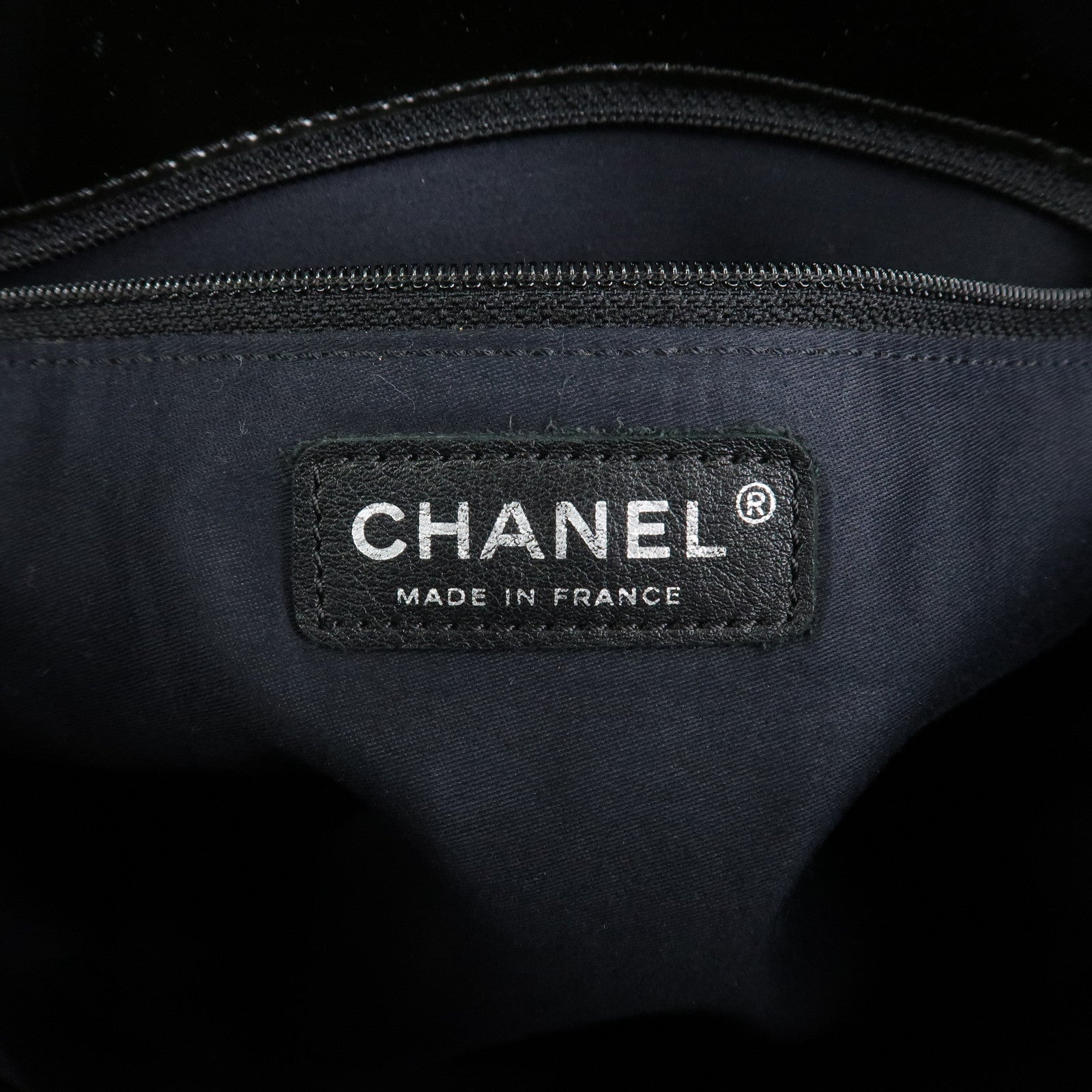 CHANEL COCO Mark Patent Leather Rhinestone Tote Bag Black