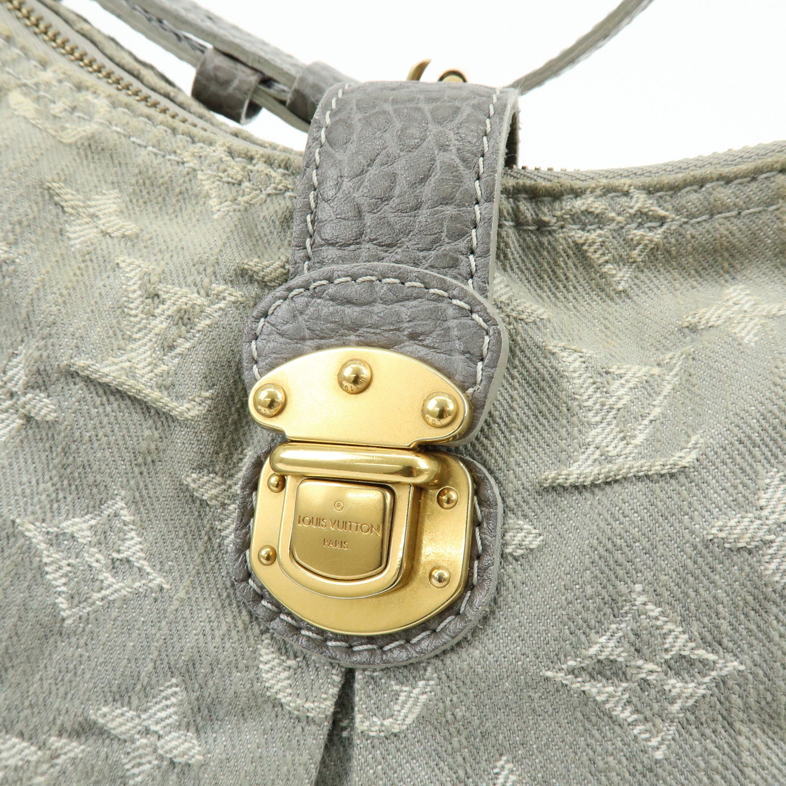 Louis Vuitton Slightly Denim Leather Shoulder Bag Gris M95384