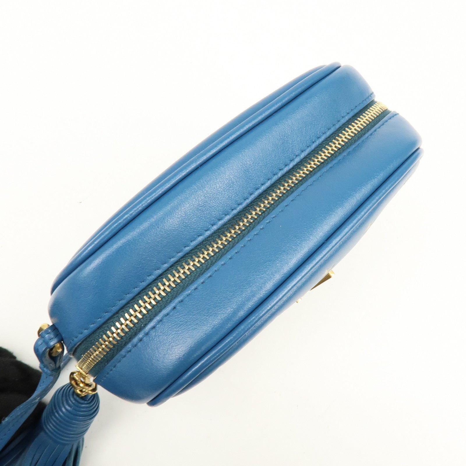 SAINT LAURENT PARIS Leather Shoulder Bag Crossbody Bag Blue