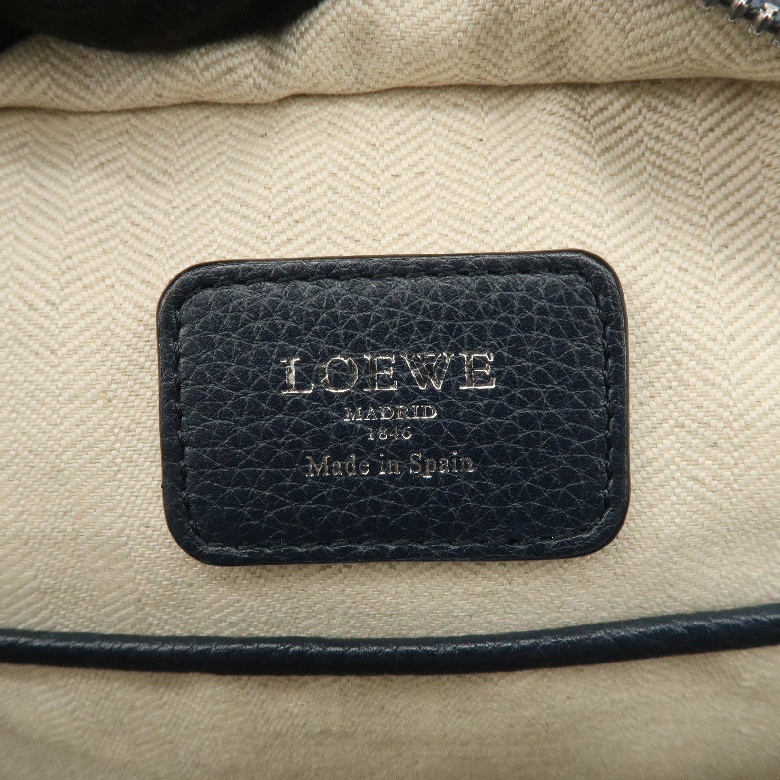 LOEWE Amazona Cruz Leather 2Way Bag Hand Bag Shoulder Bag Navy