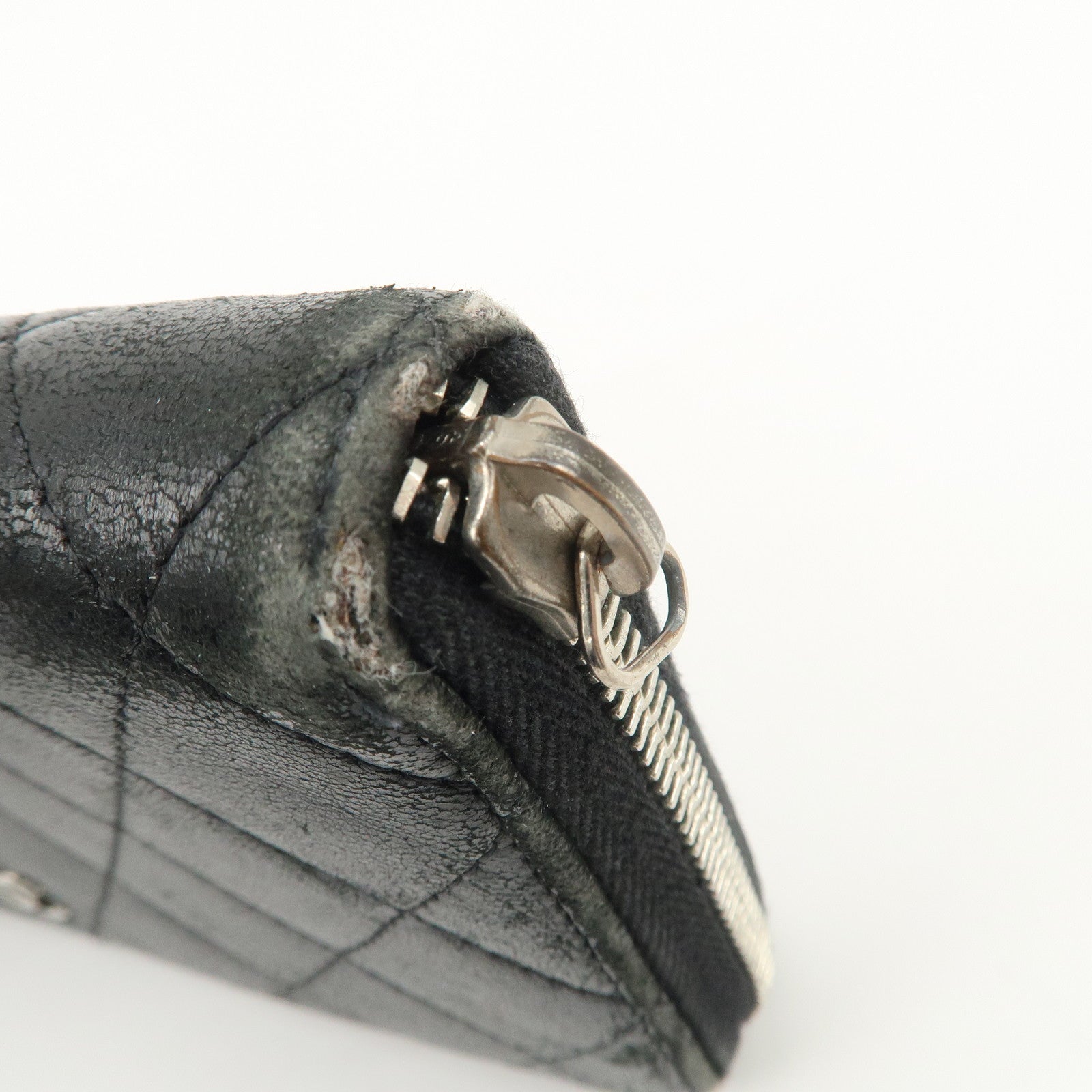 CHANEL Matelasse Lamb Skin Round Zippy Long Wallet Black A50097